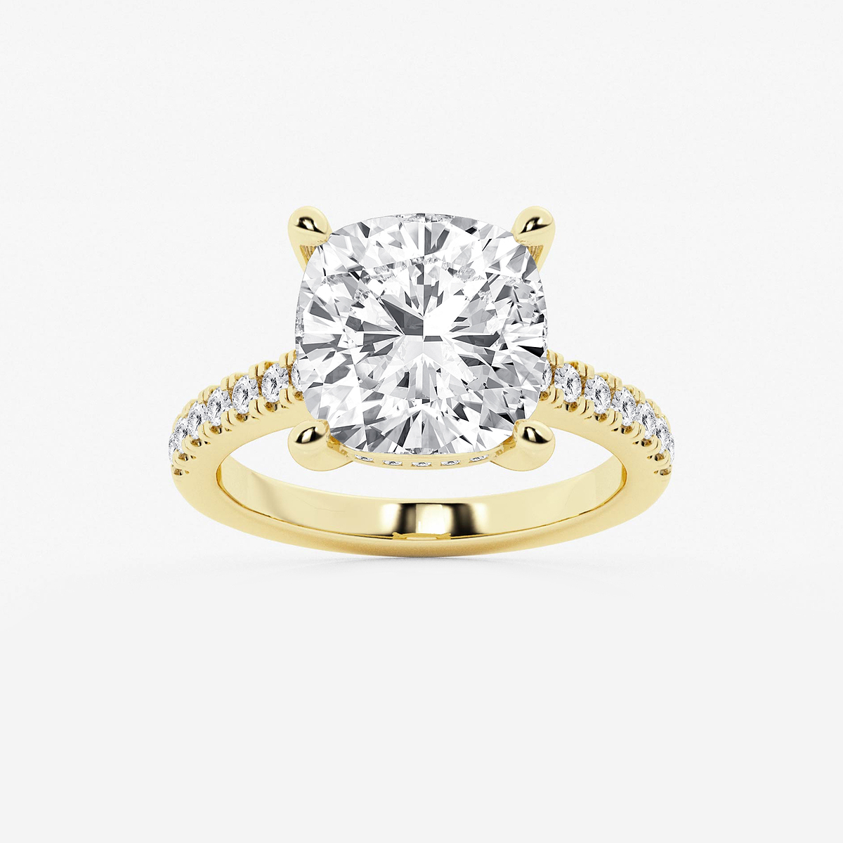 6 3/8 ctw Cushion Lab Grown Diamond Hidden Halo Engagement Ring