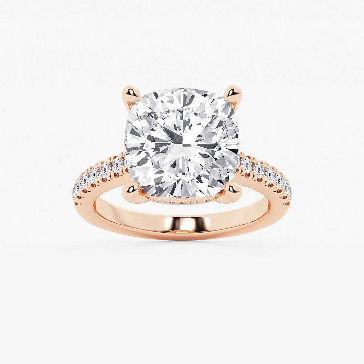 7 2/5 ctw Cushion Lab Grown Diamond Hidden Halo Engagement Ring
