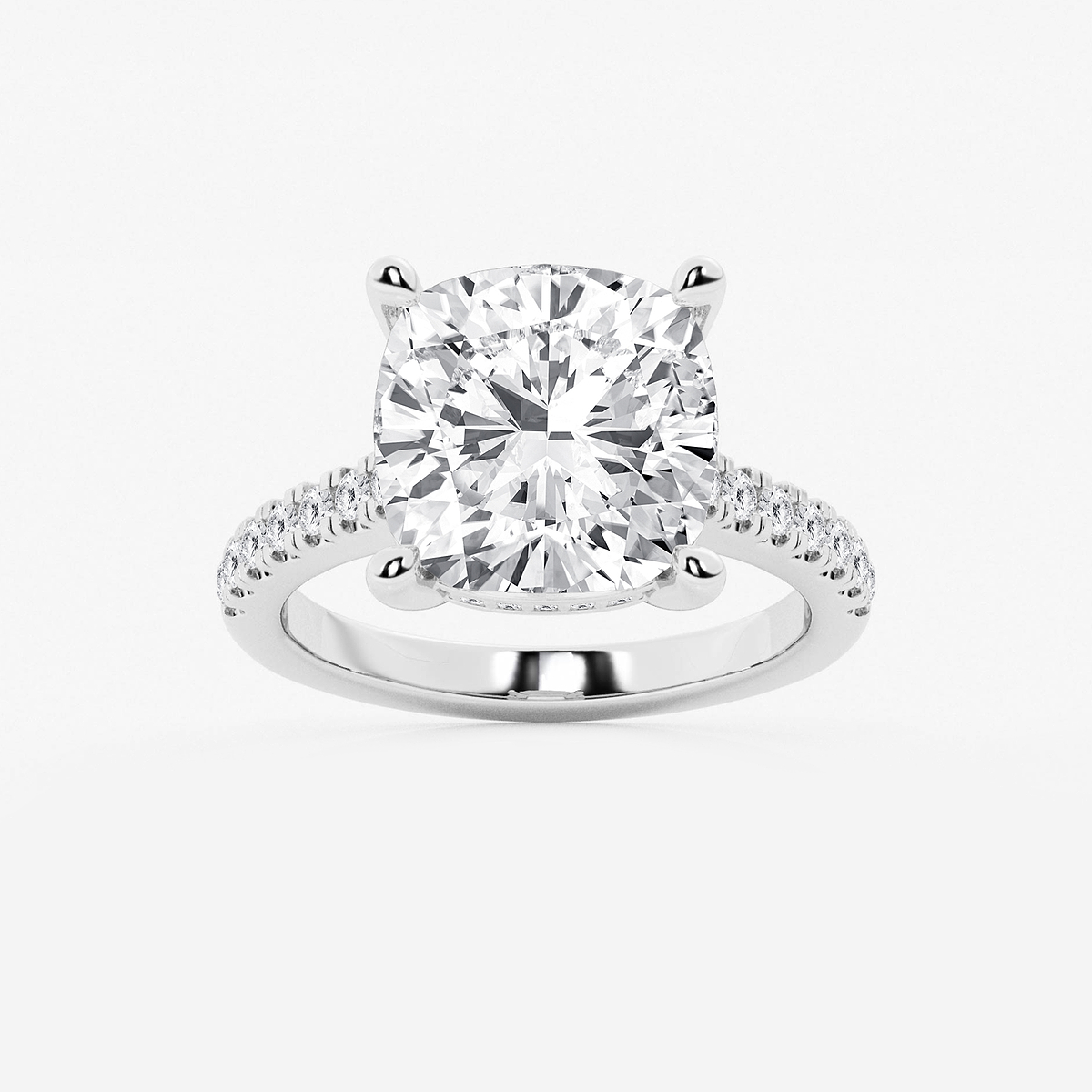 7 2/5 ctw Cushion Lab Grown Diamond Hidden Halo Engagement Ring