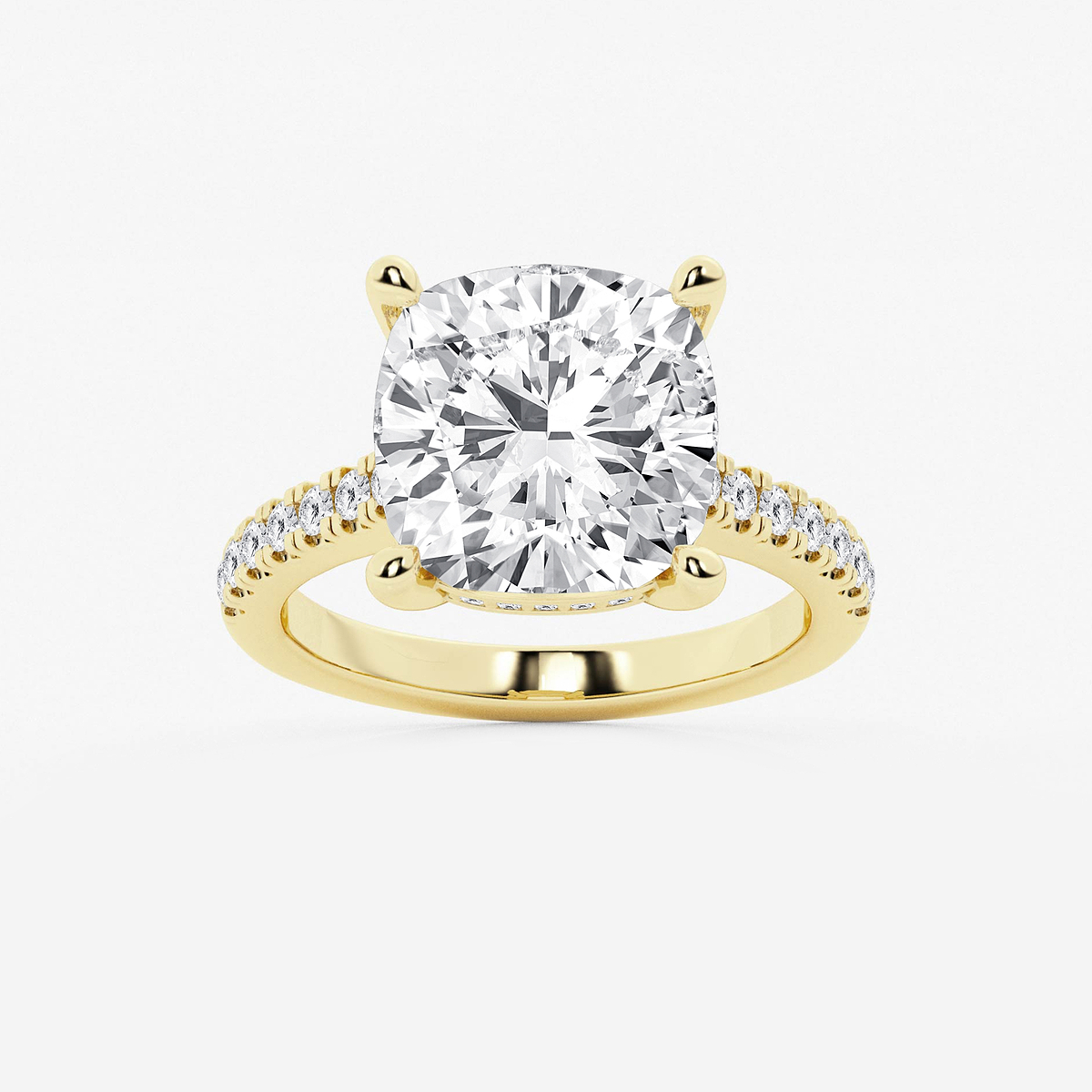 7 2/5 ctw Cushion Lab Grown Diamond Hidden Halo Engagement Ring