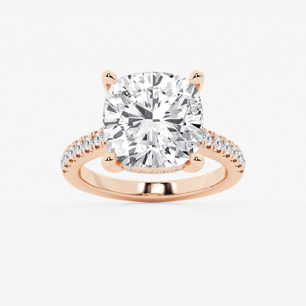 8 2/5 ctw Cushion Lab Grown Diamond Hidden Halo Engagement Ring