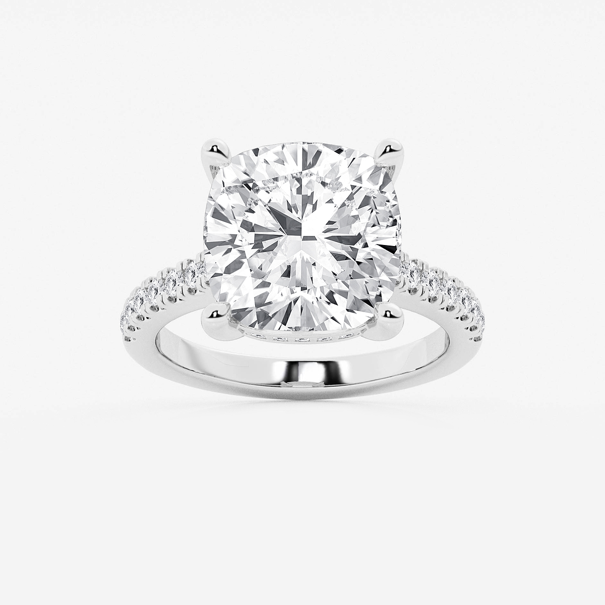 8 2/5 ctw Cushion Lab Grown Diamond Hidden Halo Engagement Ring