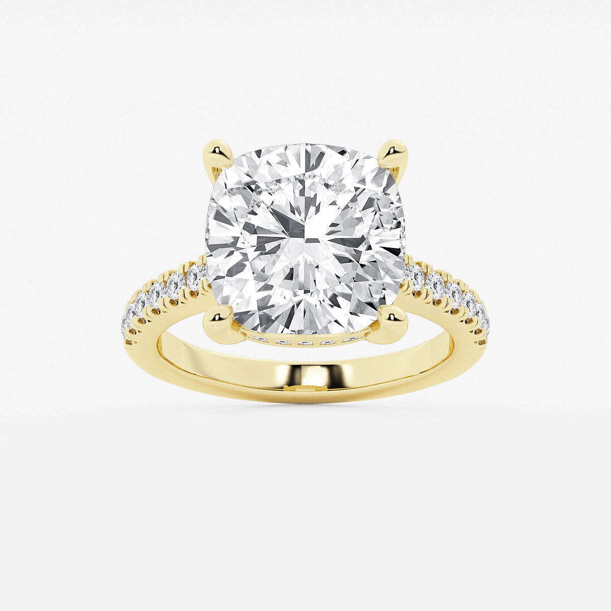 8 2/5 ctw Cushion Lab Grown Diamond Hidden Halo Engagement Ring