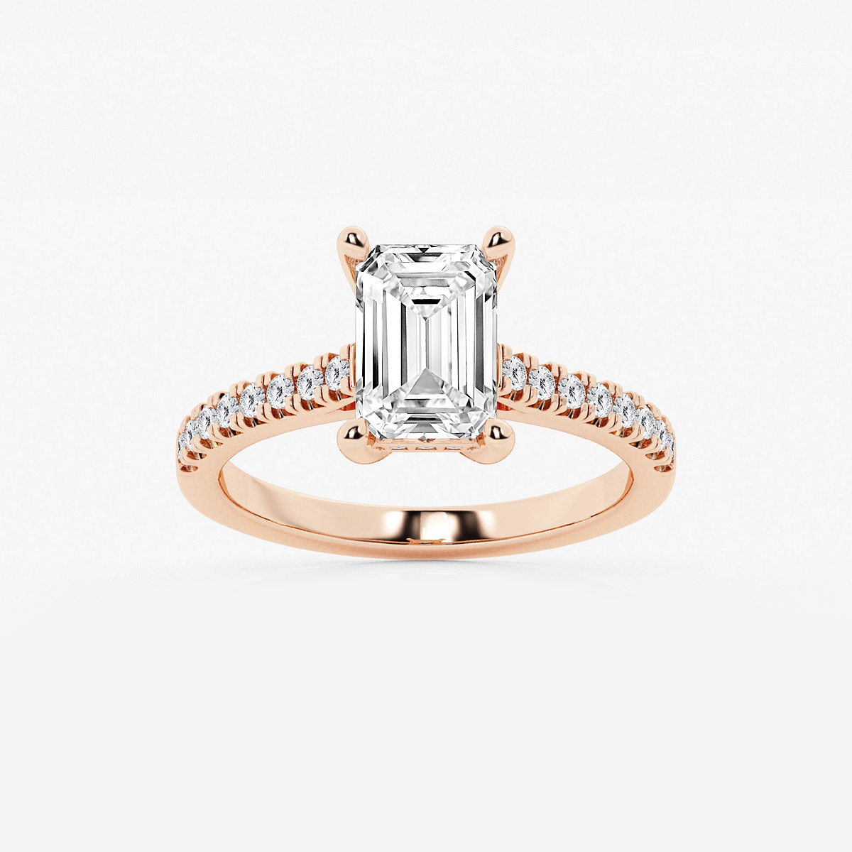 2 1/4 ctw Emerald Lab Grown Diamond Hidden Halo Engagement Ring
