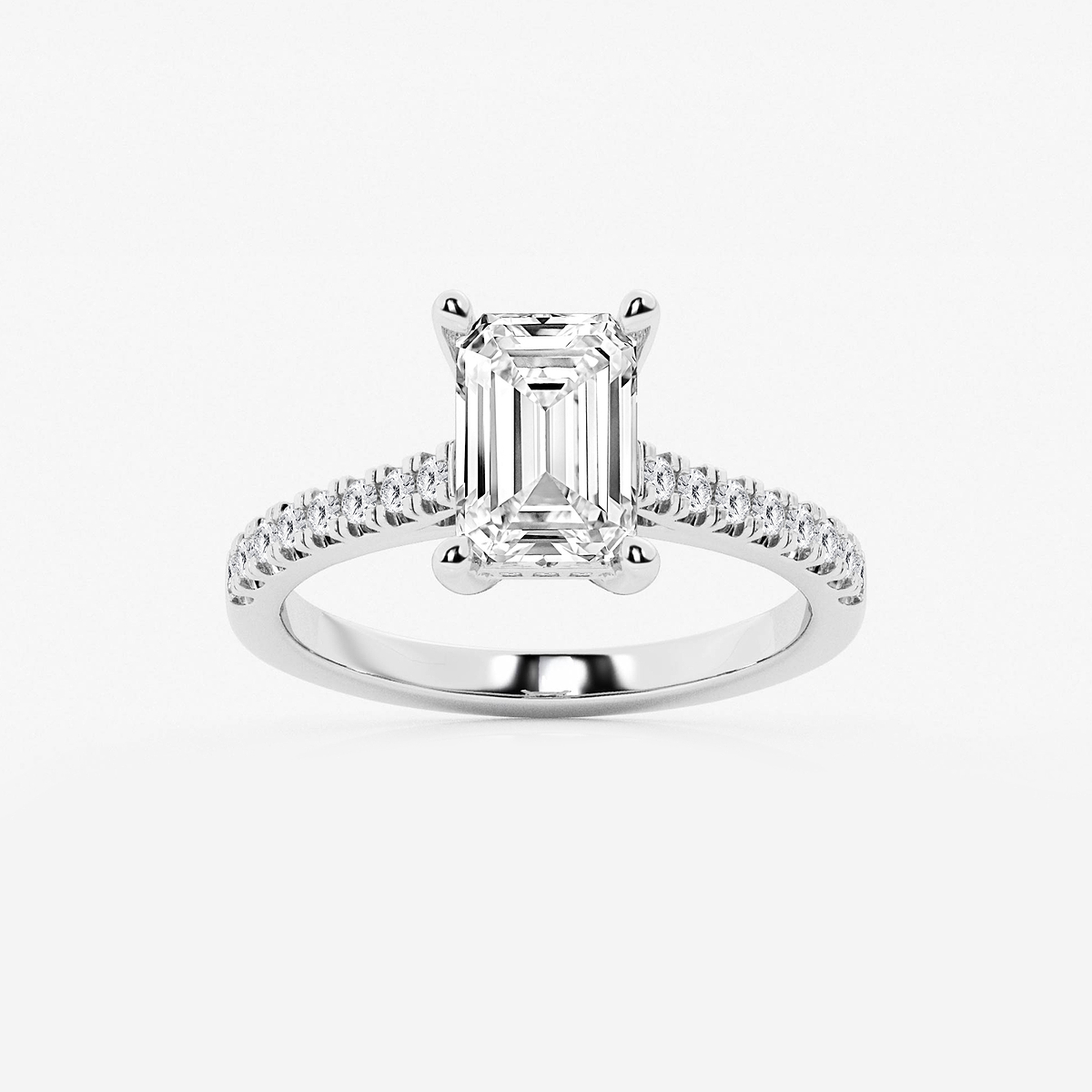 2 1/4 ctw Emerald Lab Grown Diamond Hidden Halo Engagement Ring