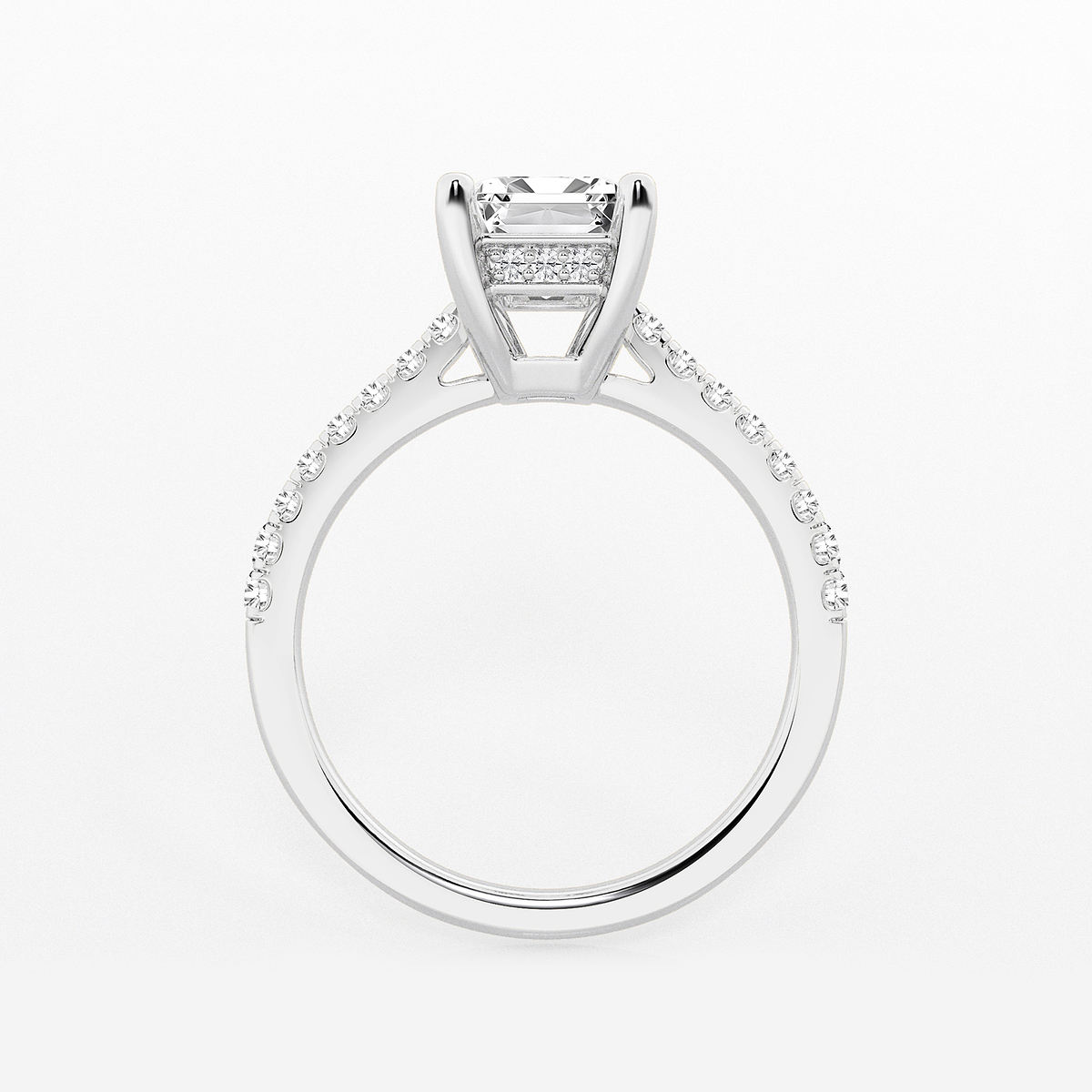 Additional Image 1 for  2 1/4 ctw Emerald Lab Grown Diamond Hidden Halo Engagement Ring