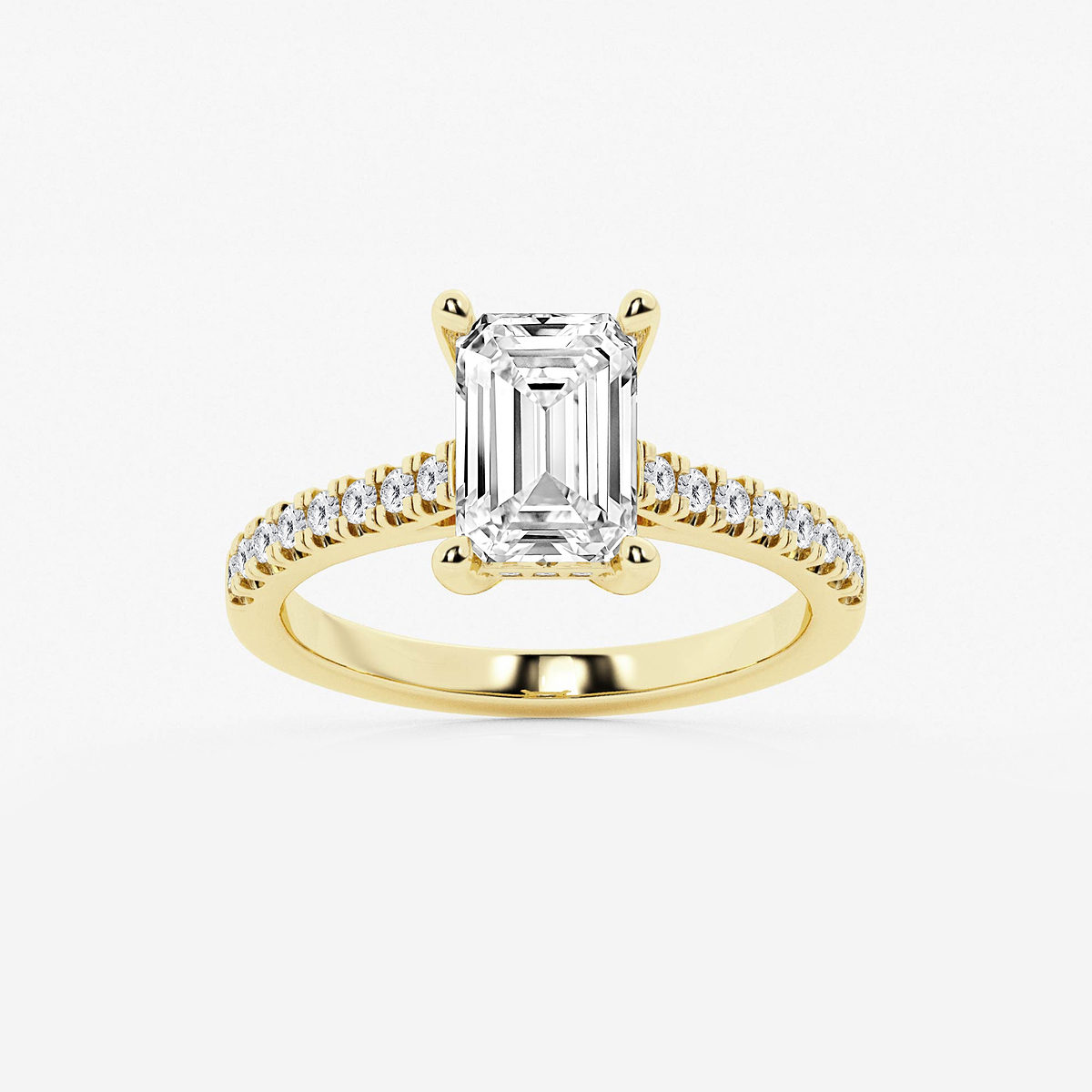 2 1/4 ctw Emerald Lab Grown Diamond Hidden Halo Engagement Ring