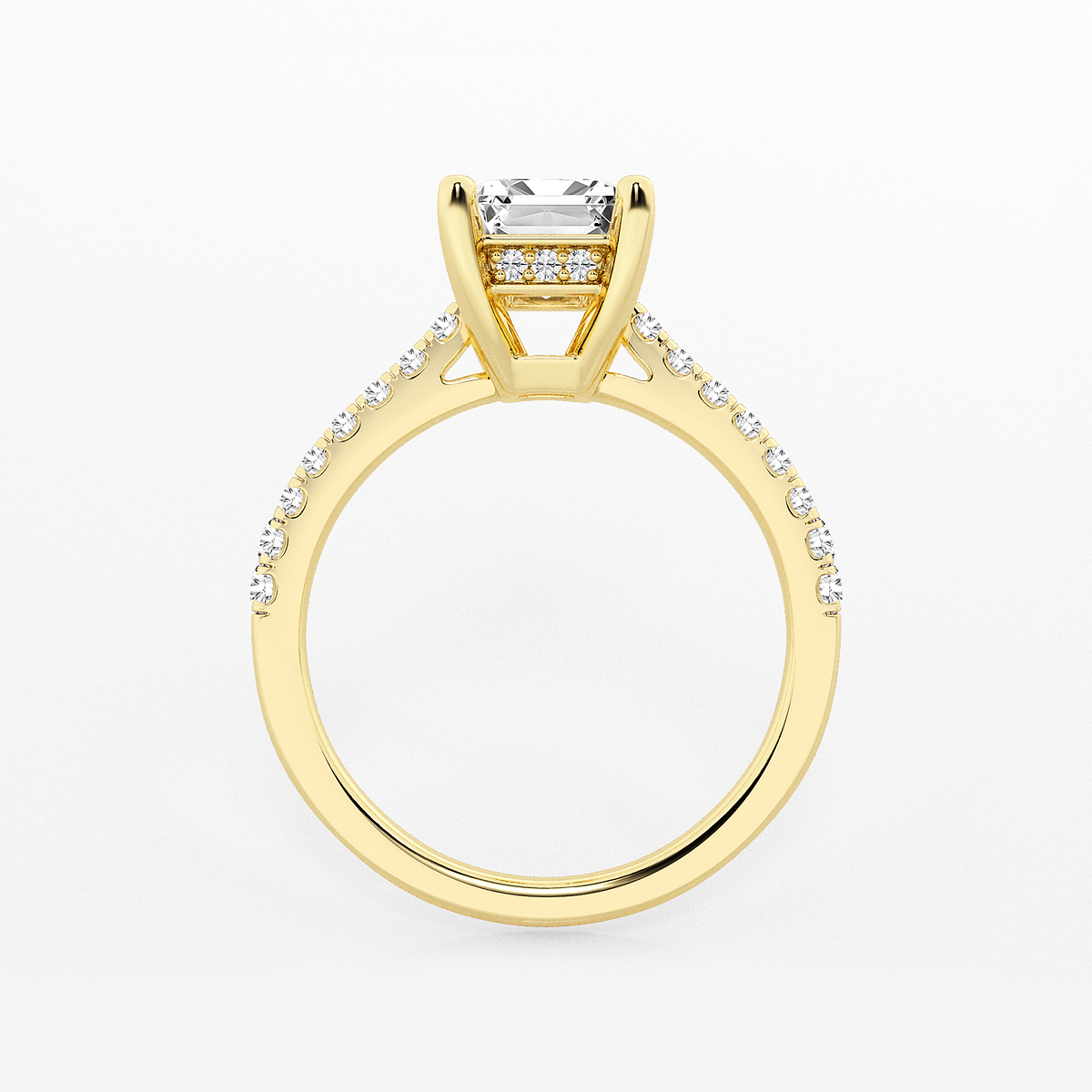 Additional Image 1 for  2 1/4 ctw Emerald Lab Grown Diamond Hidden Halo Engagement Ring