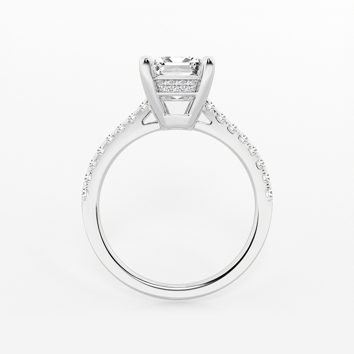 Additional Image 1 for  2 3/4 ctw Emerald Lab Grown Diamond Hidden Halo Engagement Ring