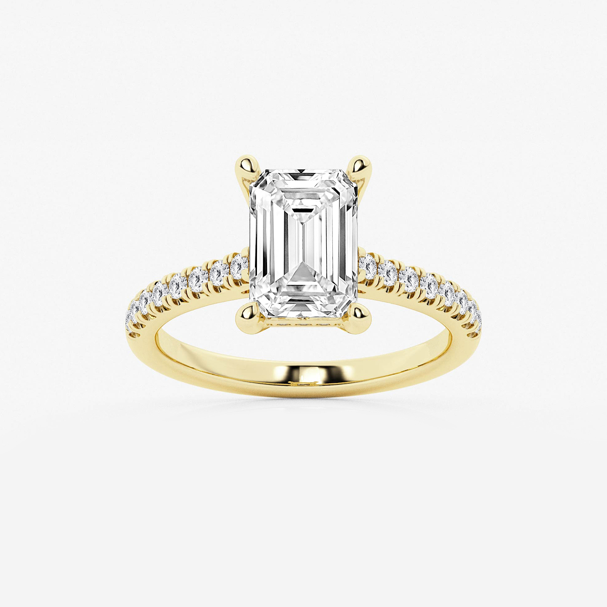 2 3/4 ctw Emerald Lab Grown Diamond Hidden Halo Engagement Ring