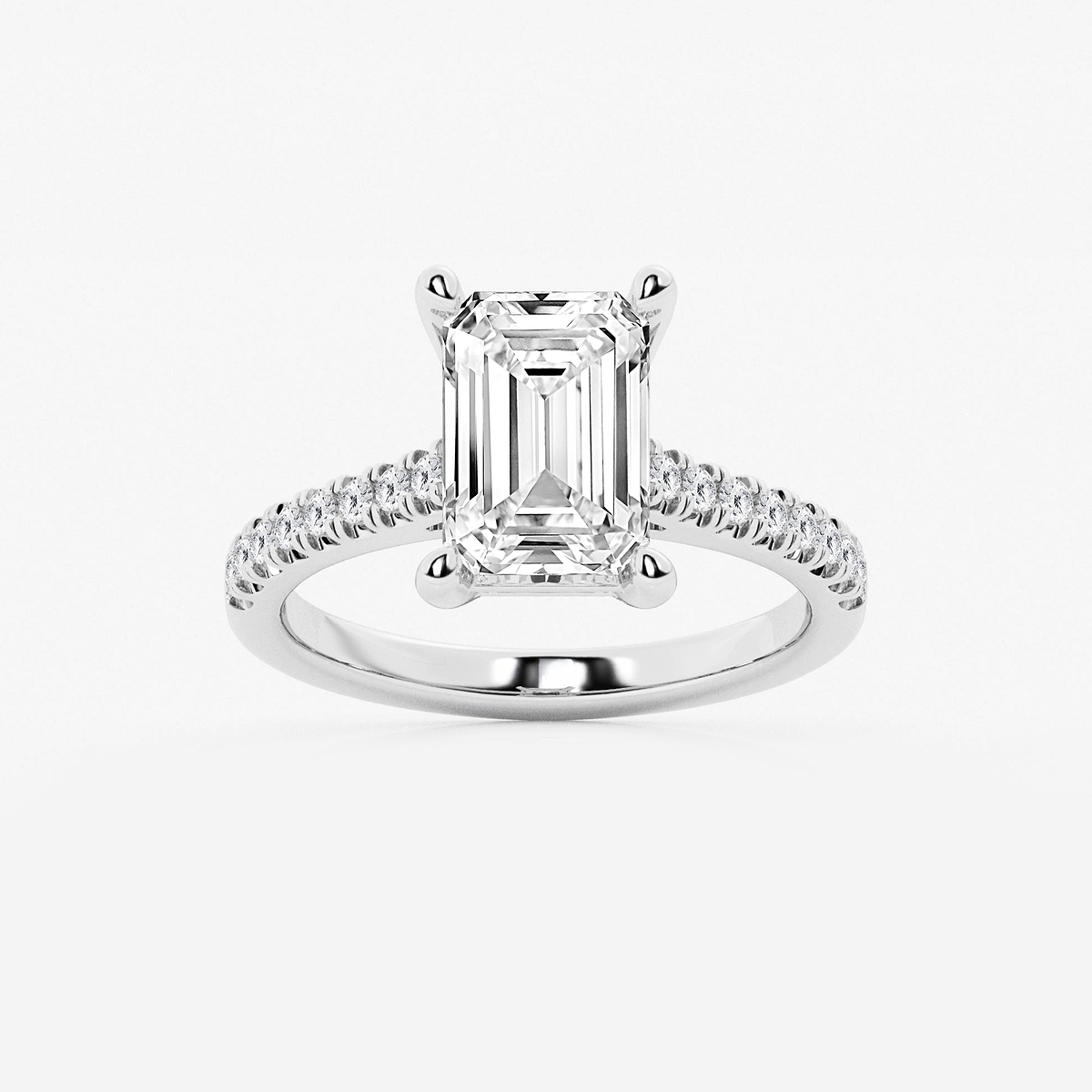 3 1/3 ctw Emerald Lab Grown Diamond Hidden Halo Engagement Ring