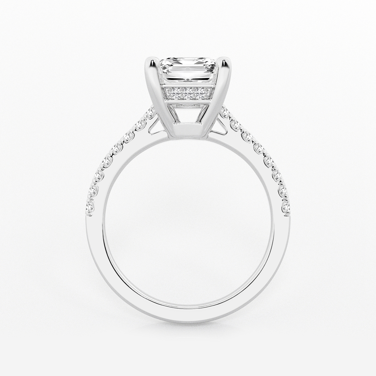 Additional Image 1 for  3 1/3 ctw Emerald Lab Grown Diamond Hidden Halo Engagement Ring