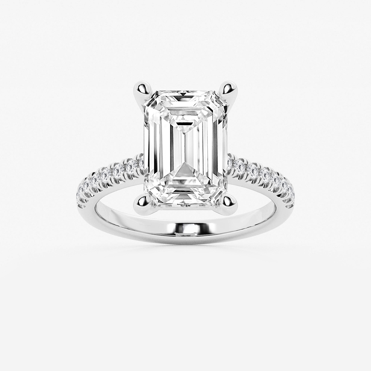 5 1/3 ctw Emerald Lab Grown Diamond Hidden Halo Engagement Ring