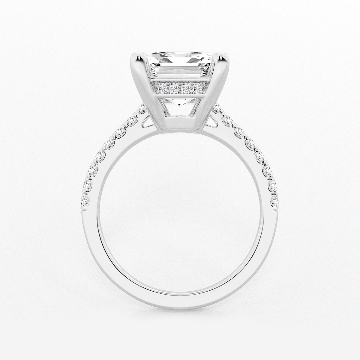 Additional Image 1 for  5 1/3 ctw Emerald Lab Grown Diamond Hidden Halo Engagement Ring