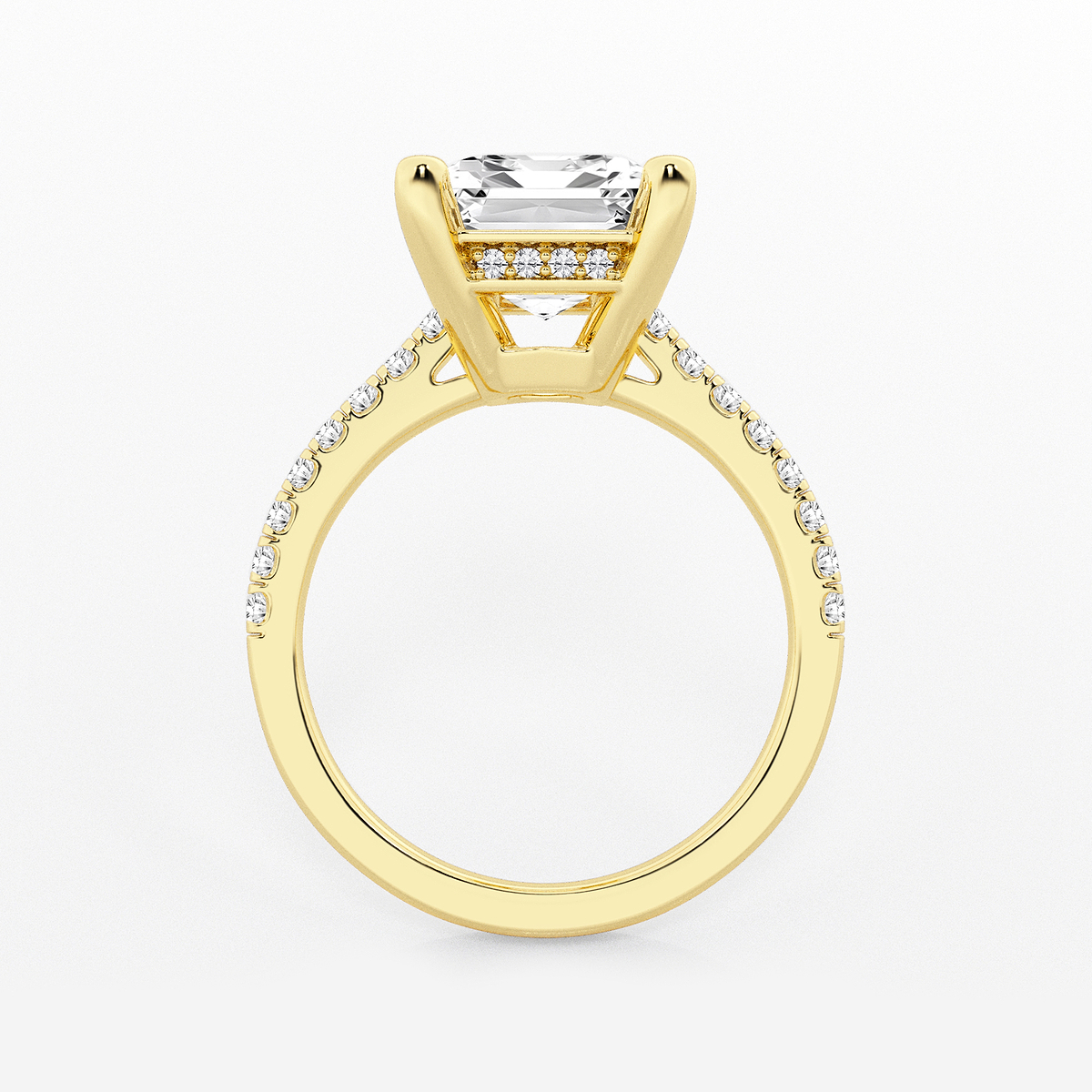 Additional Image 1 for  5 1/3 ctw Emerald Lab Grown Diamond Hidden Halo Engagement Ring