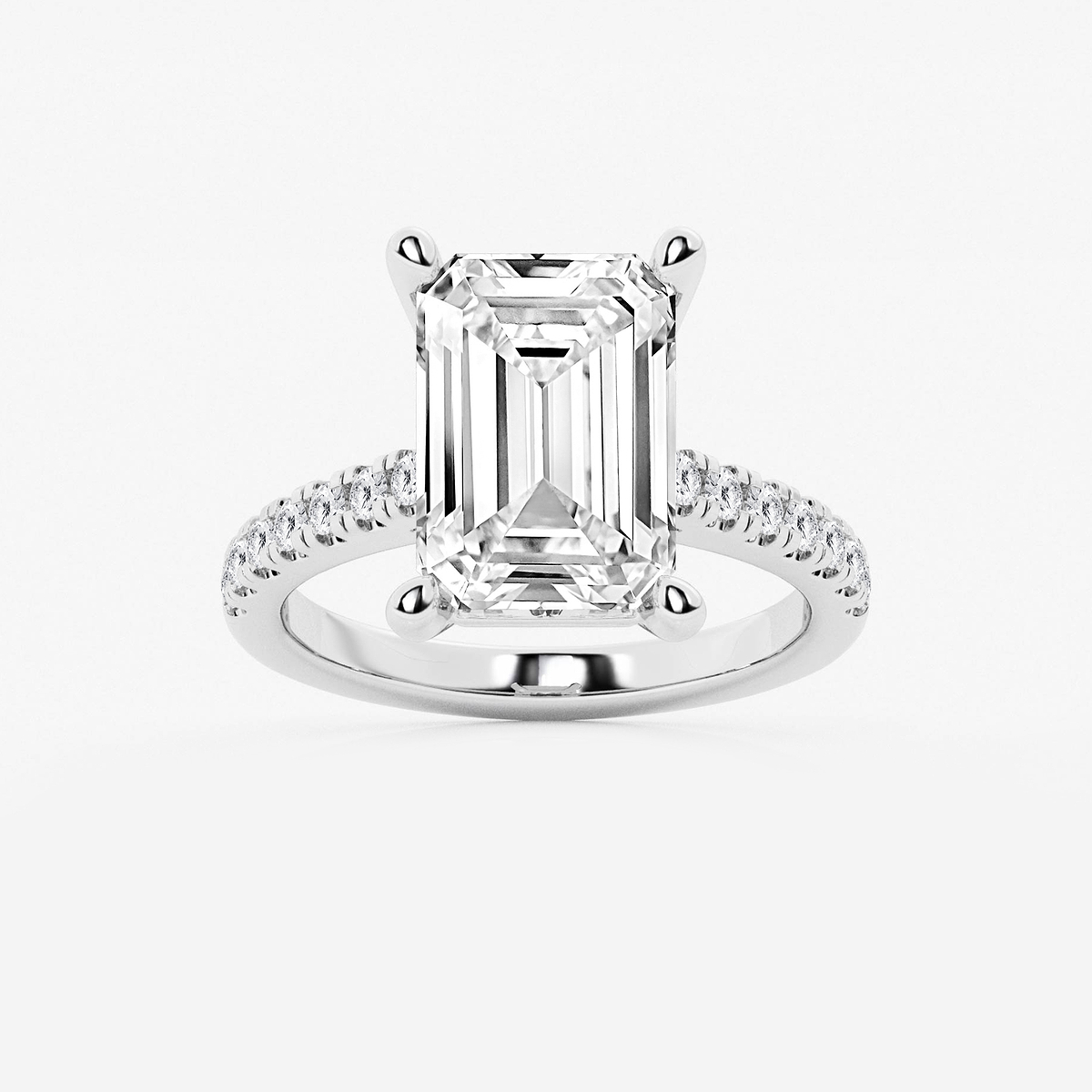 6 3/8 ctw Emerald Lab Grown Diamond Hidden Halo Engagement Ring