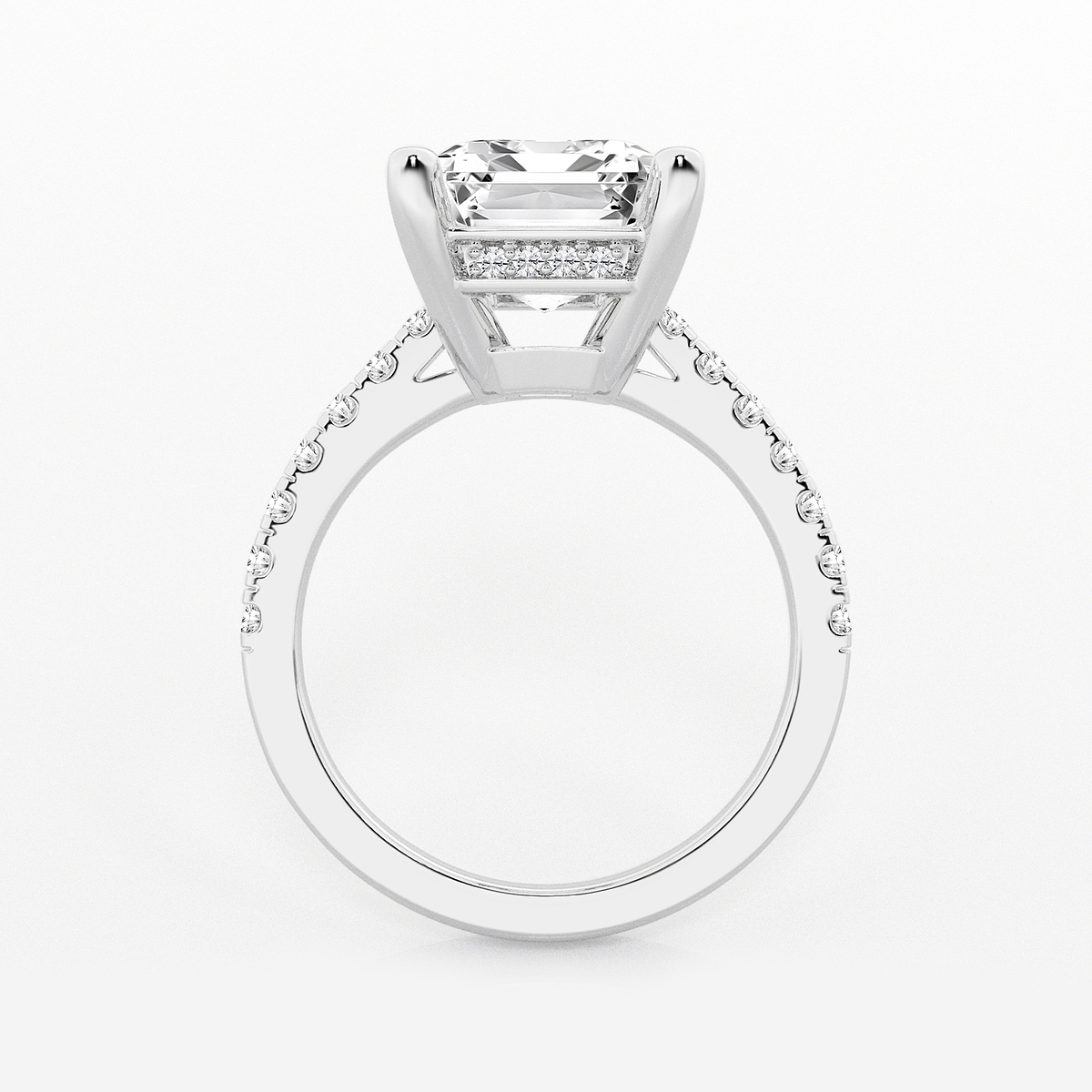 Additional Image 1 for  6 3/8 ctw Emerald Lab Grown Diamond Hidden Halo Engagement Ring