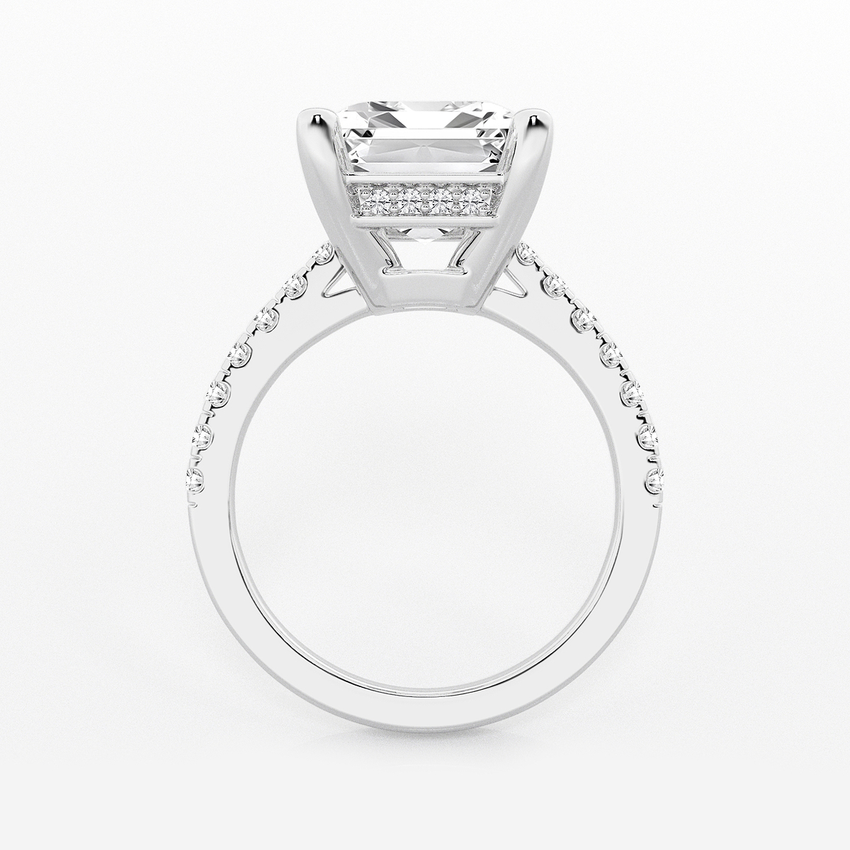 Additional Image 1 for  7 2/5 ctw Emerald Lab Grown Diamond Hidden Halo Engagement Ring