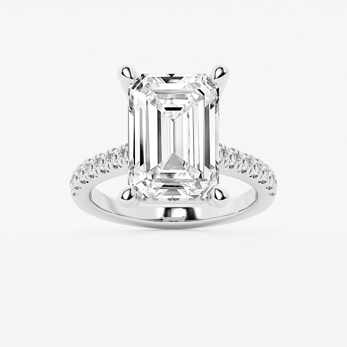 8 2/5 ctw Emerald Lab Grown Diamond Hidden Halo Engagement Ring