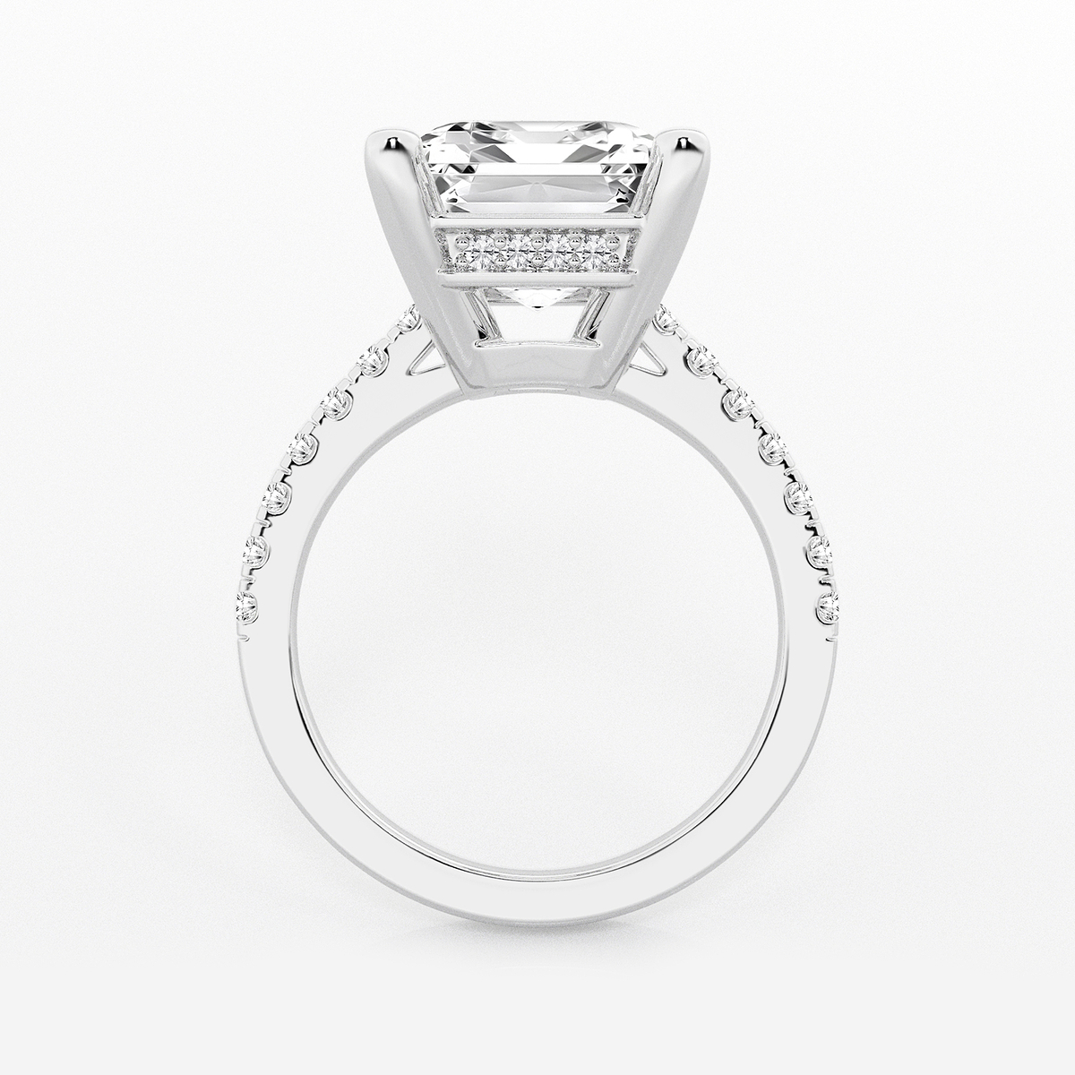 Additional Image 1 for  8 2/5 ctw Emerald Lab Grown Diamond Hidden Halo Engagement Ring