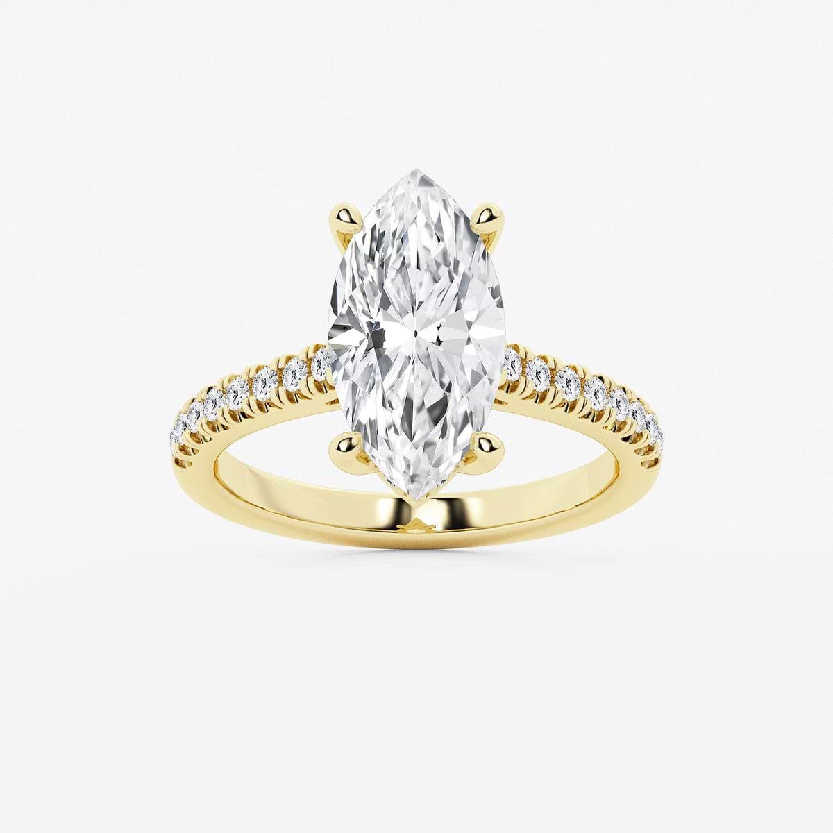 3 1/3 ctw Marquise Lab Grown Diamond Hidden Halo Engagement Ring 18K Yellow Gold, E, VS1