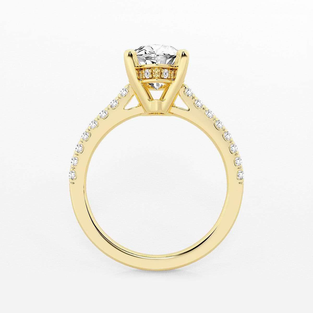 3 1/3 ctw Marquise Lab Grown Diamond Hidden Halo Engagement Ring 18K Yellow Gold, E, VS1