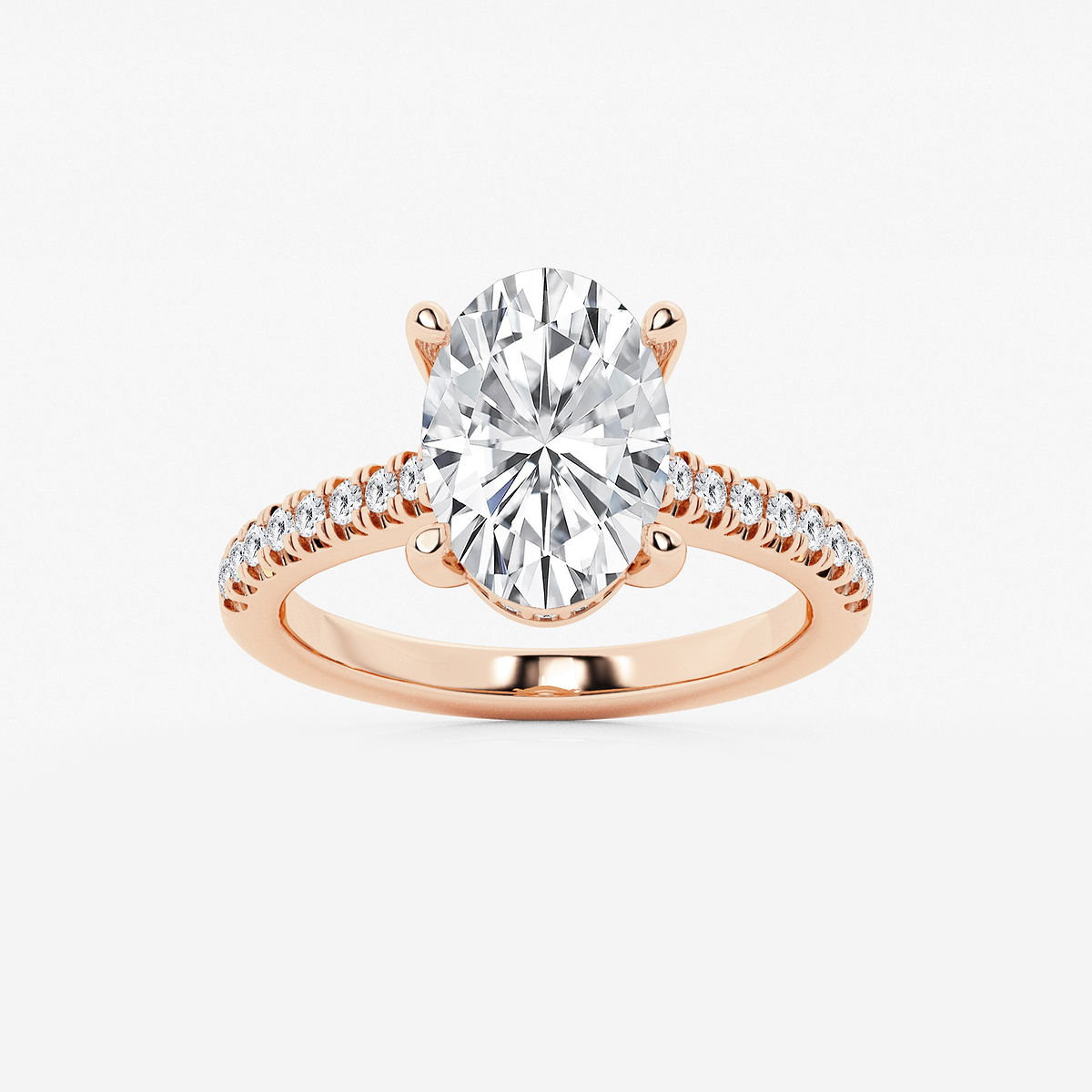3 1/3 ctw Oval Lab Grown Diamond Hidden Halo Engagement Ring