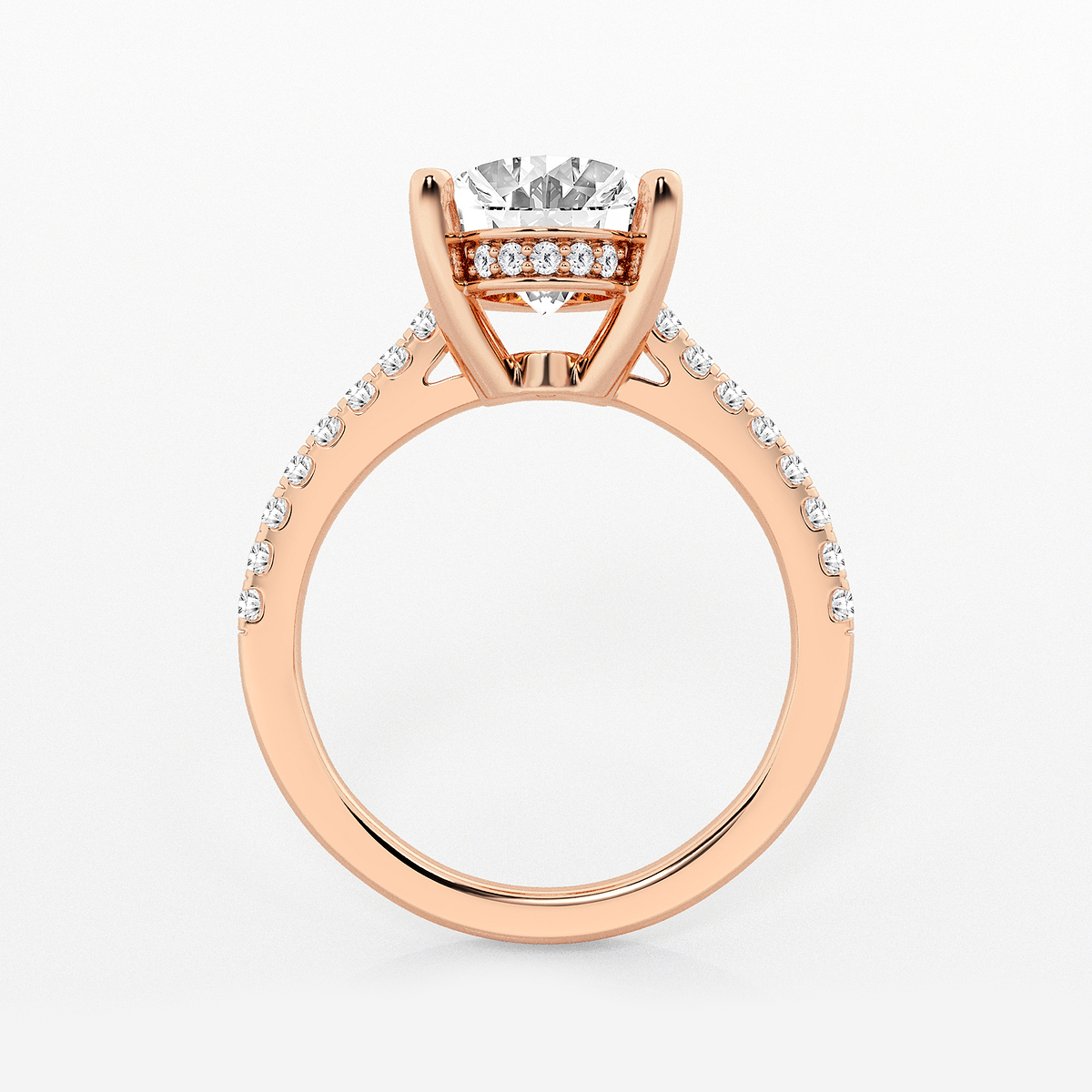 Additional Image 1 for  3 1/3 ctw Oval Lab Grown Diamond Hidden Halo Engagement Ring