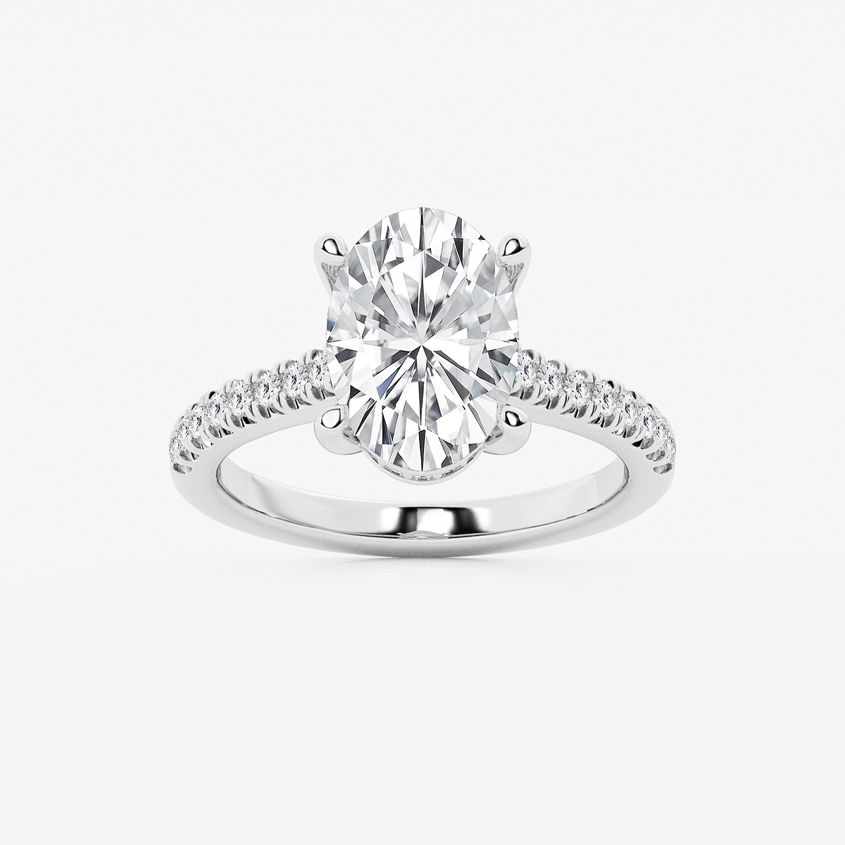 3 1/3 ctw Oval Lab Grown Diamond Hidden Halo Engagement Ring