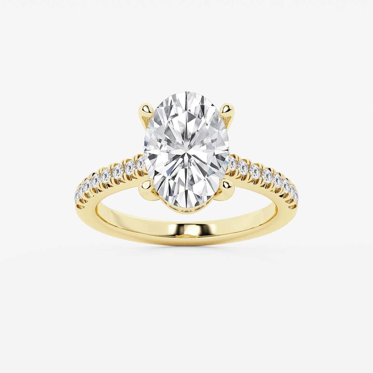 3 1/3 ctw Oval Lab Grown Diamond Hidden Halo Engagement Ring