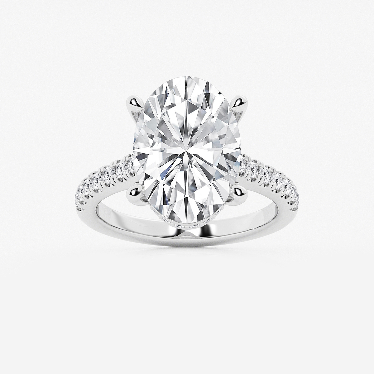 6 3/8 ctw Oval Lab Grown Diamond Hidden Halo Engagement Ring
