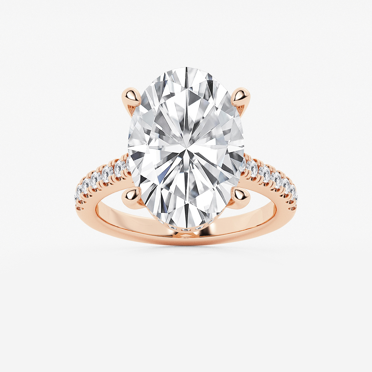 8 2/5 ctw Oval Lab Grown Diamond Hidden Halo Engagement Ring
