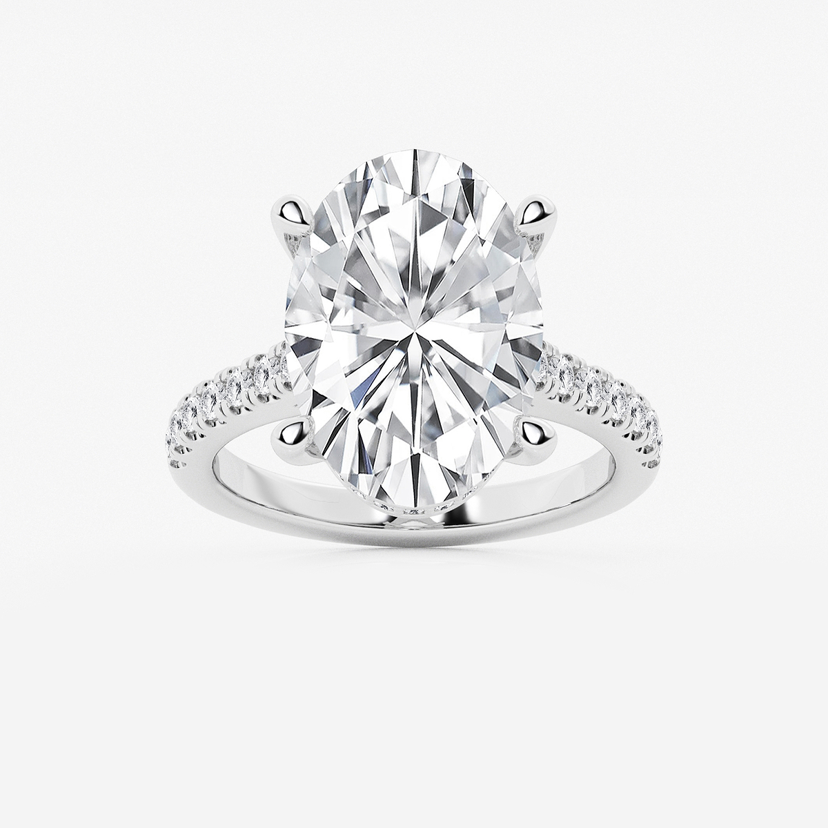 8 2/5 ctw Oval Lab Grown Diamond Hidden Halo Engagement Ring
