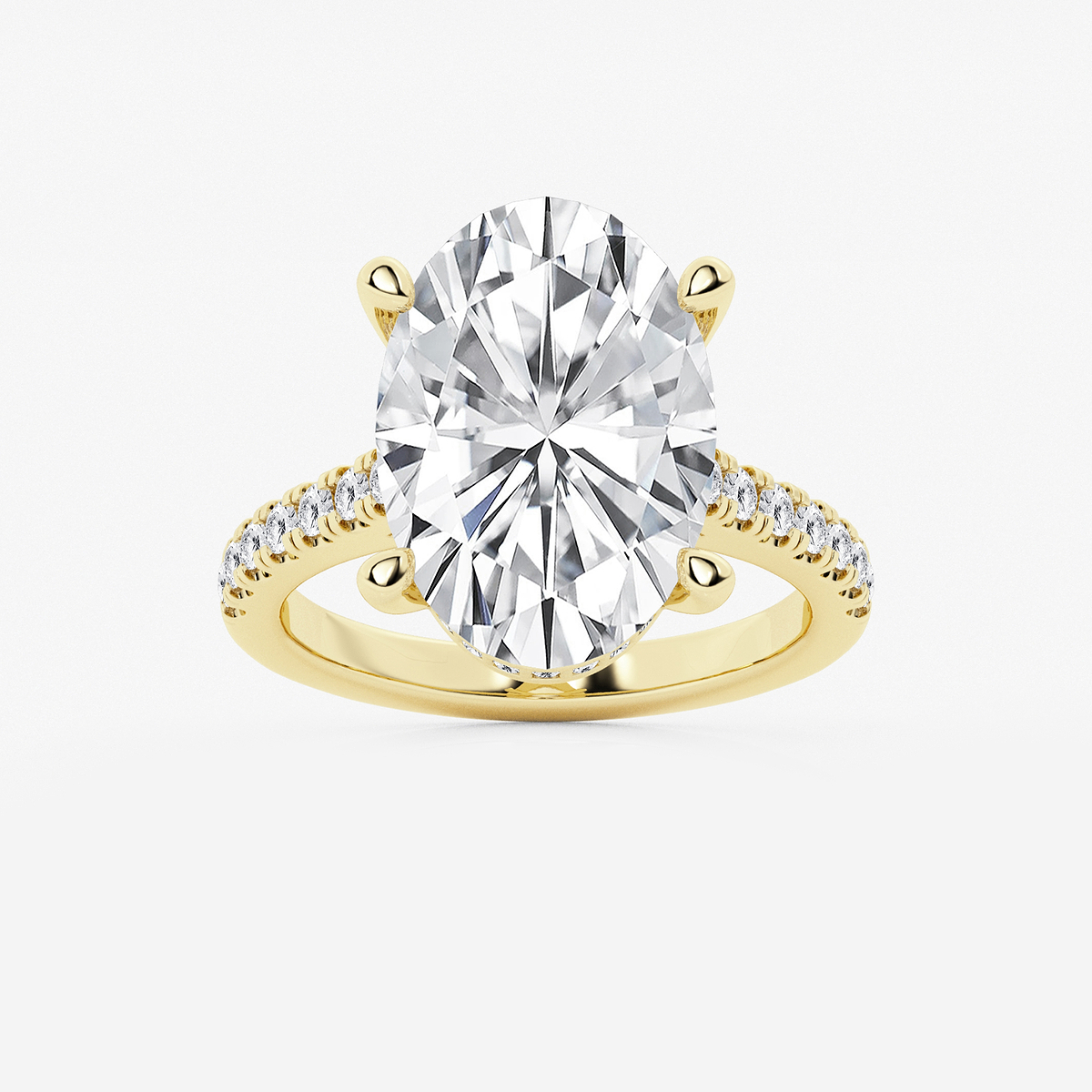 8 2/5 ctw Oval Lab Grown Diamond Hidden Halo Engagement Ring