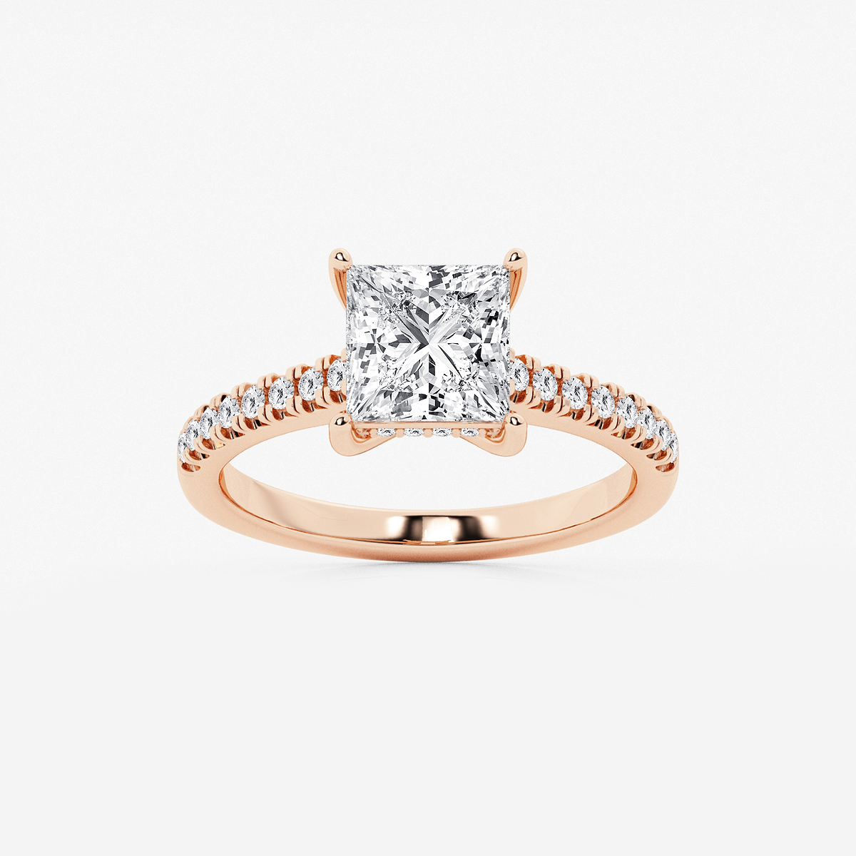 2 1/4 ctw Princess Lab Grown Diamond Hidden Halo Engagement Ring