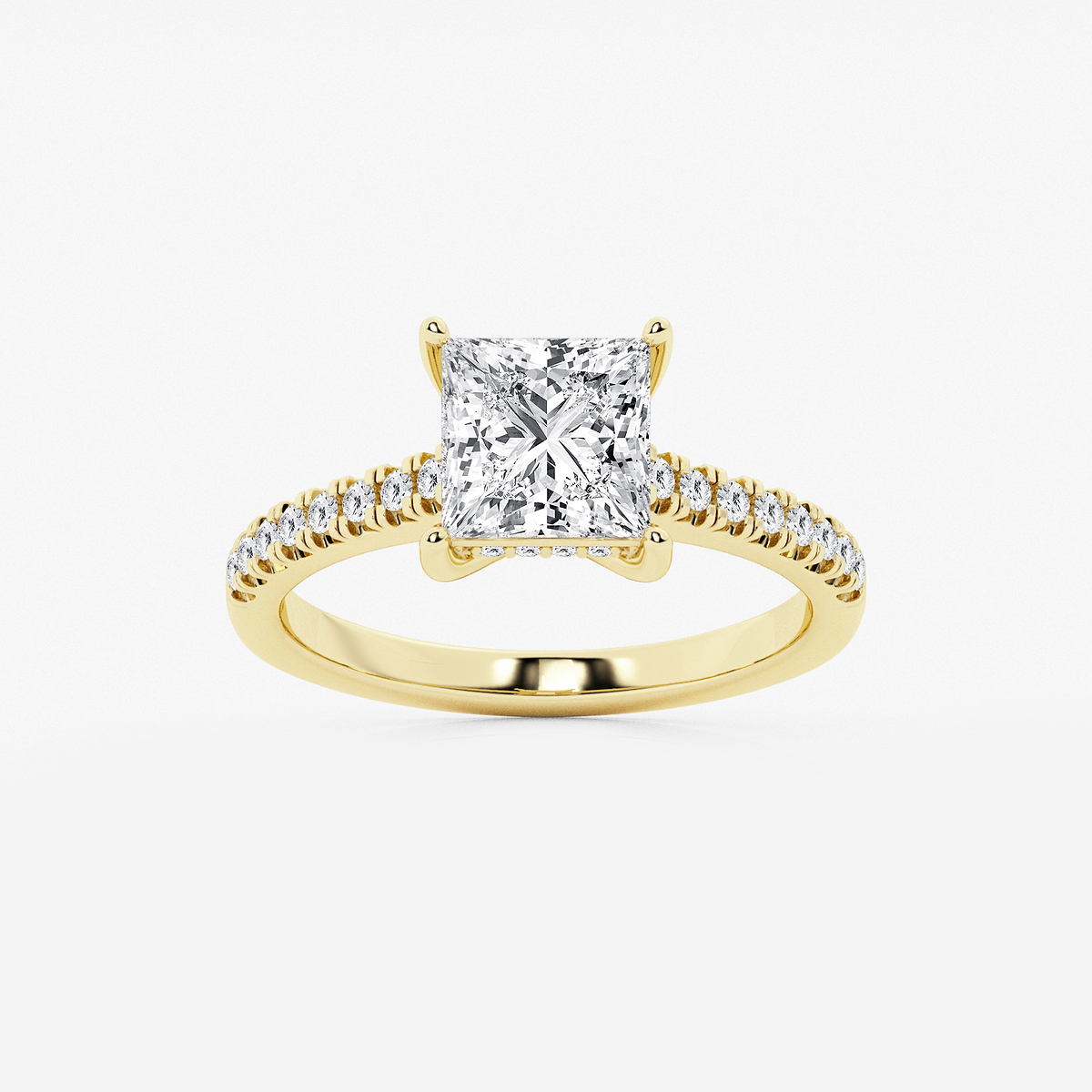 2 1/4 ctw Princess Lab Grown Diamond Hidden Halo Engagement Ring