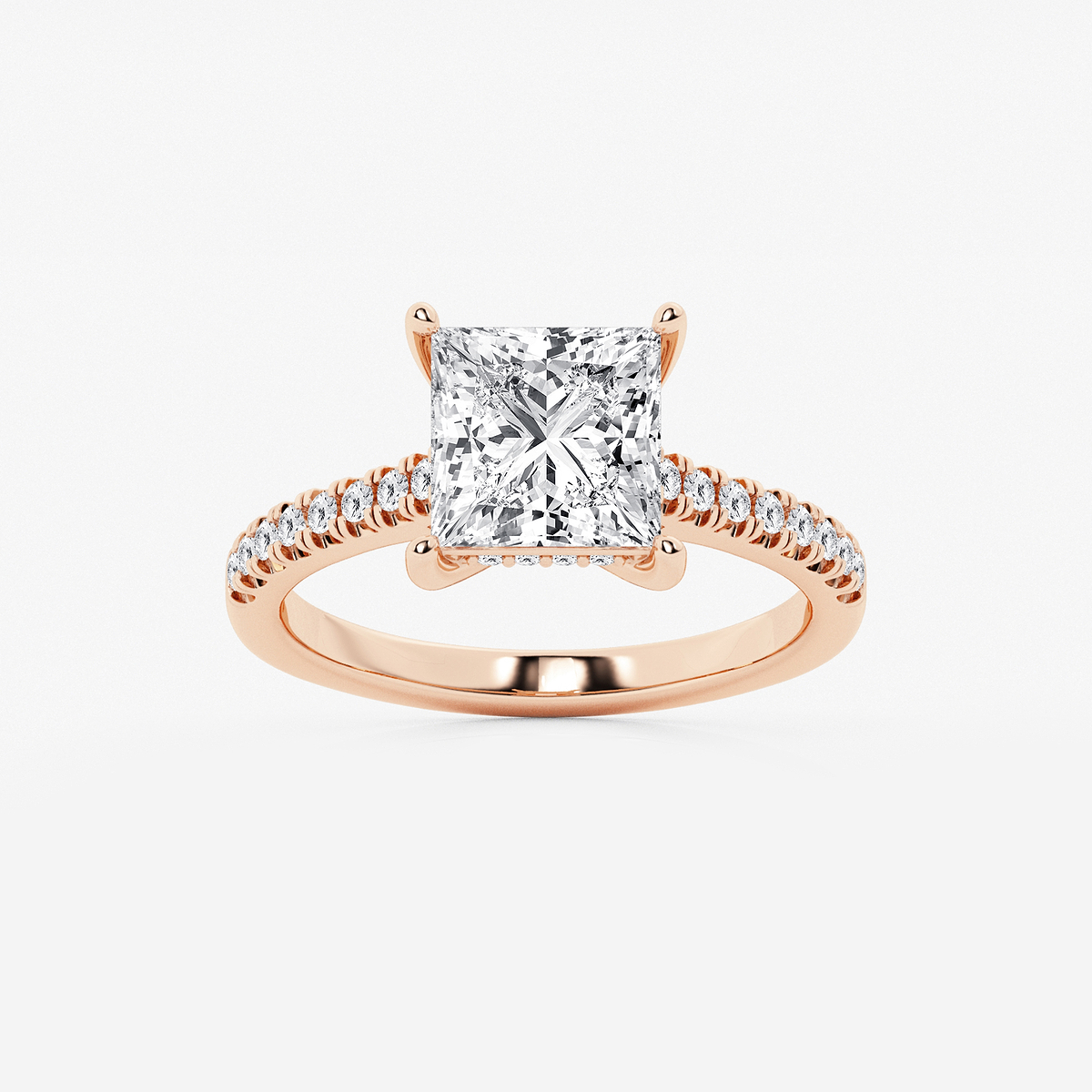 2 3/4 ctw Princess Lab Grown Diamond Hidden Halo Engagement Ring