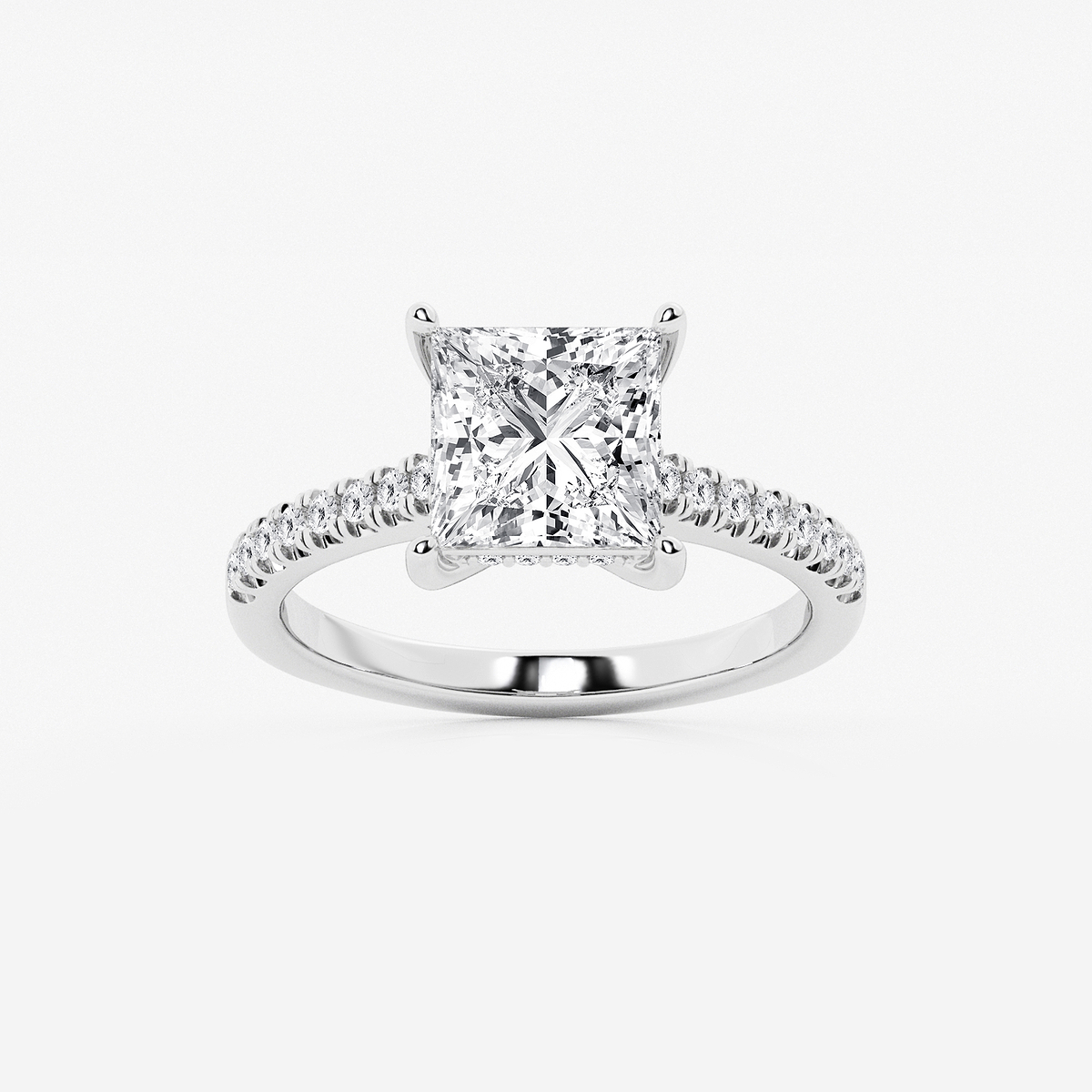 2 3/4 ctw Princess Lab Grown Diamond Hidden Halo Engagement Ring