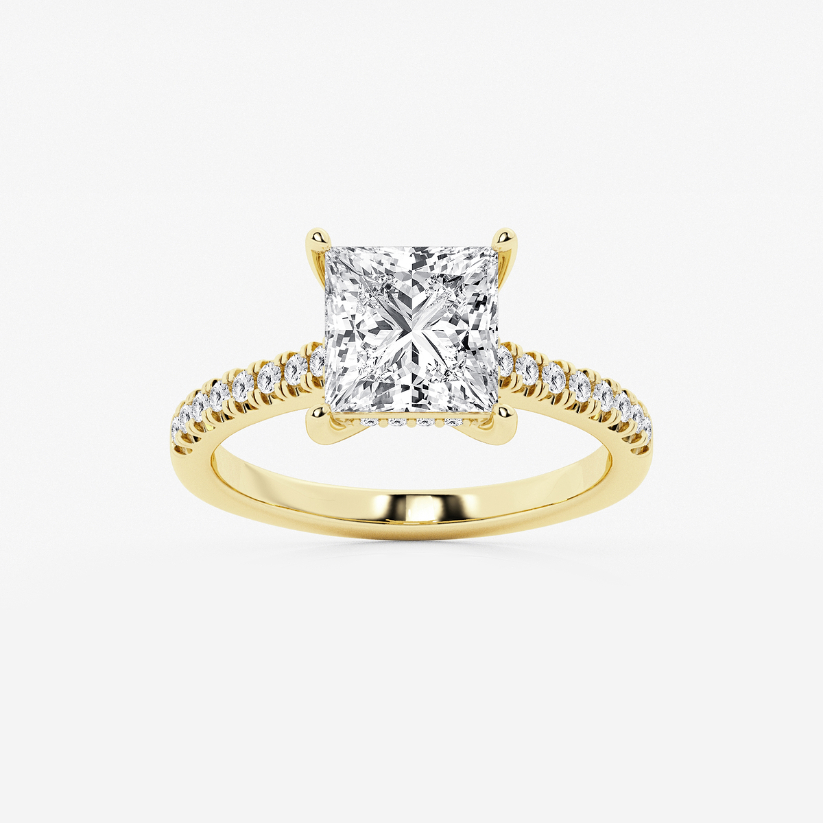 2 3/4 ctw Princess Lab Grown Diamond Hidden Halo Engagement Ring