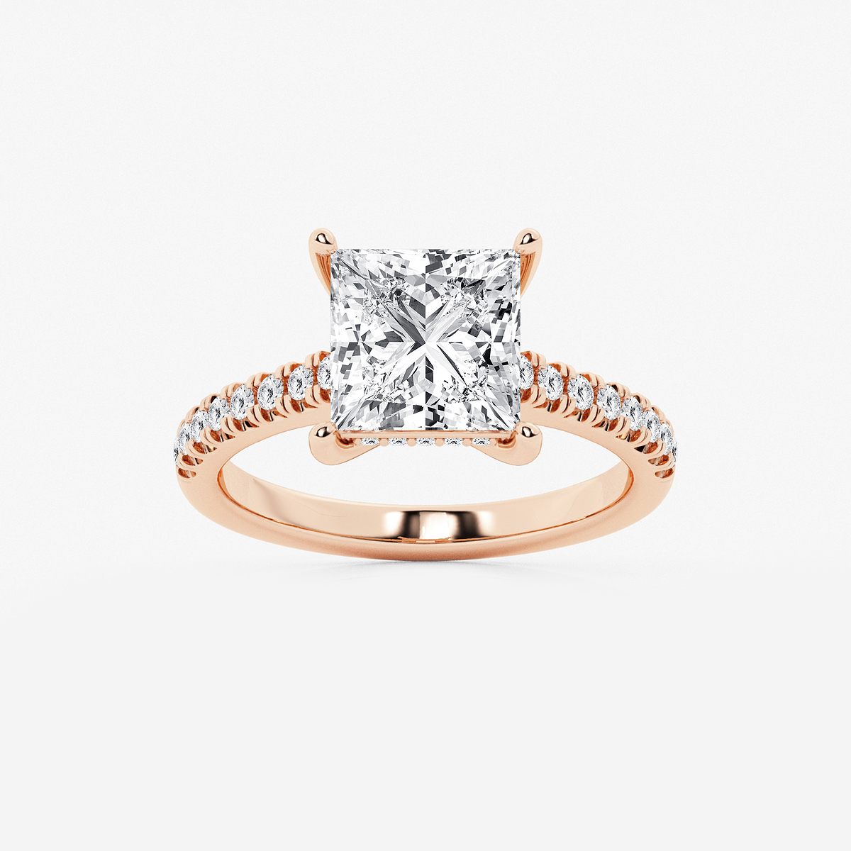 3 1/3 ctw Princess Lab Grown Diamond Hidden Halo Engagement Ring