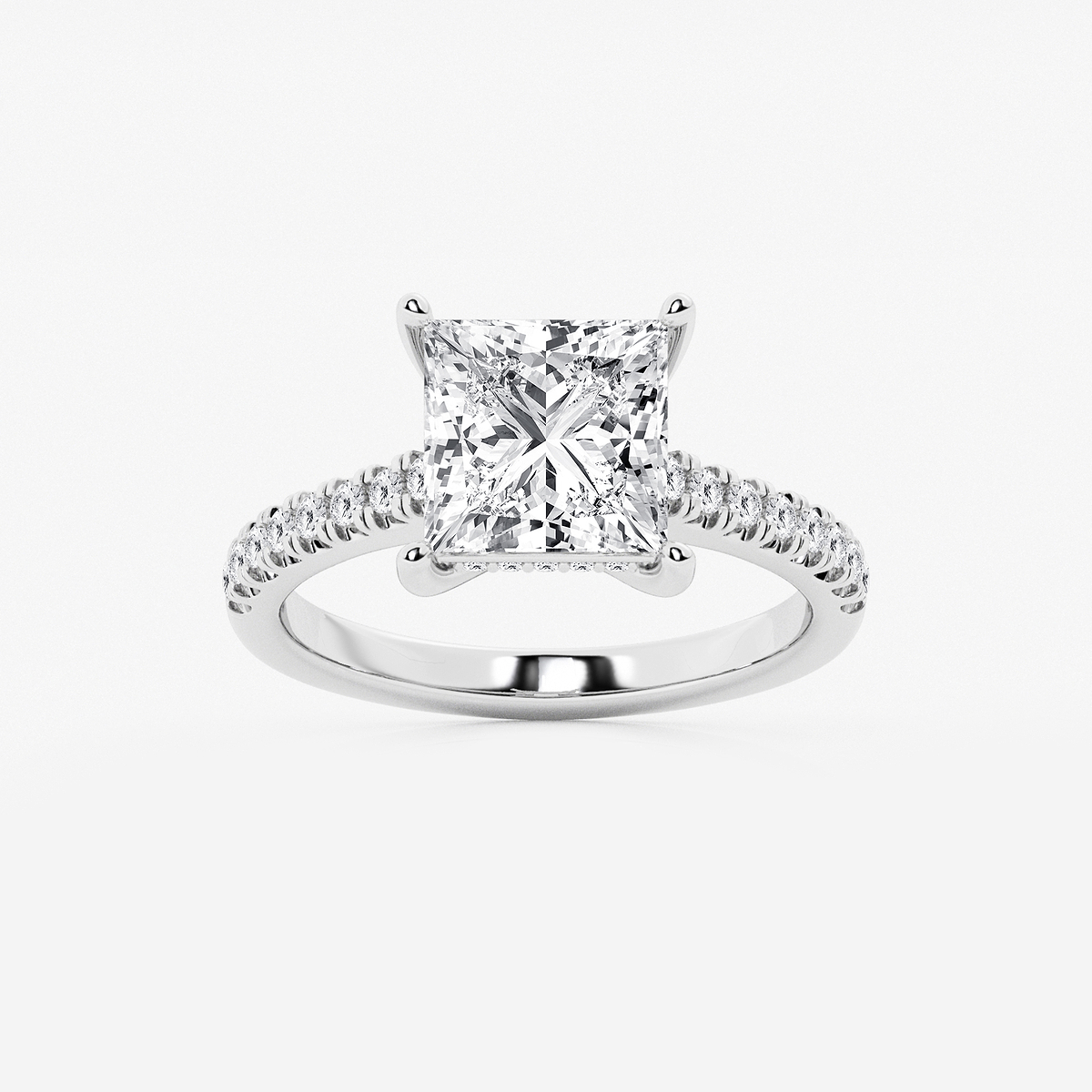 3 1/3 ctw Princess Lab Grown Diamond Hidden Halo Engagement Ring