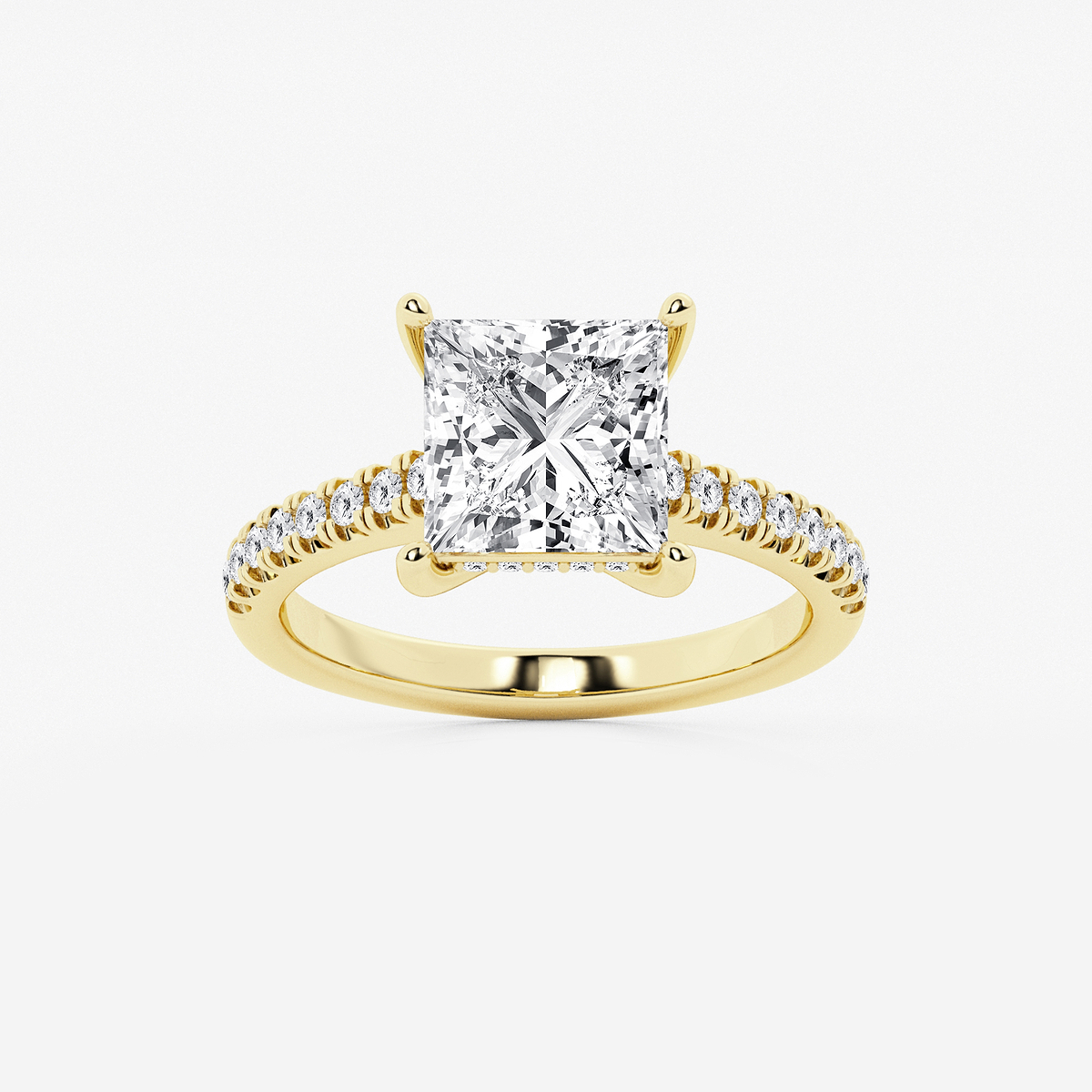 3 1/3 ctw Princess Lab Grown Diamond Hidden Halo Engagement Ring