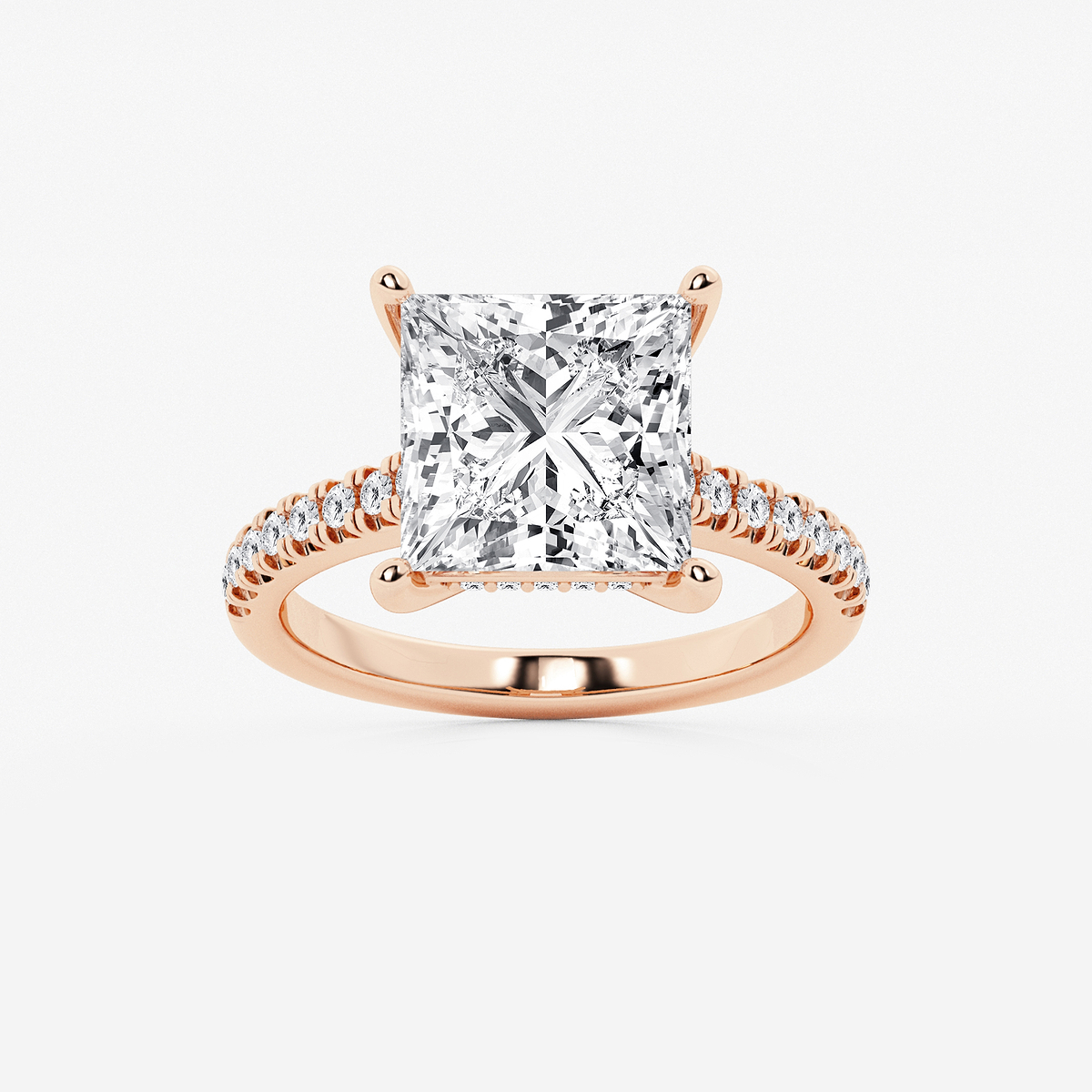 5 1/3 ctw Princess Lab Grown Diamond Hidden Halo Engagement Ring