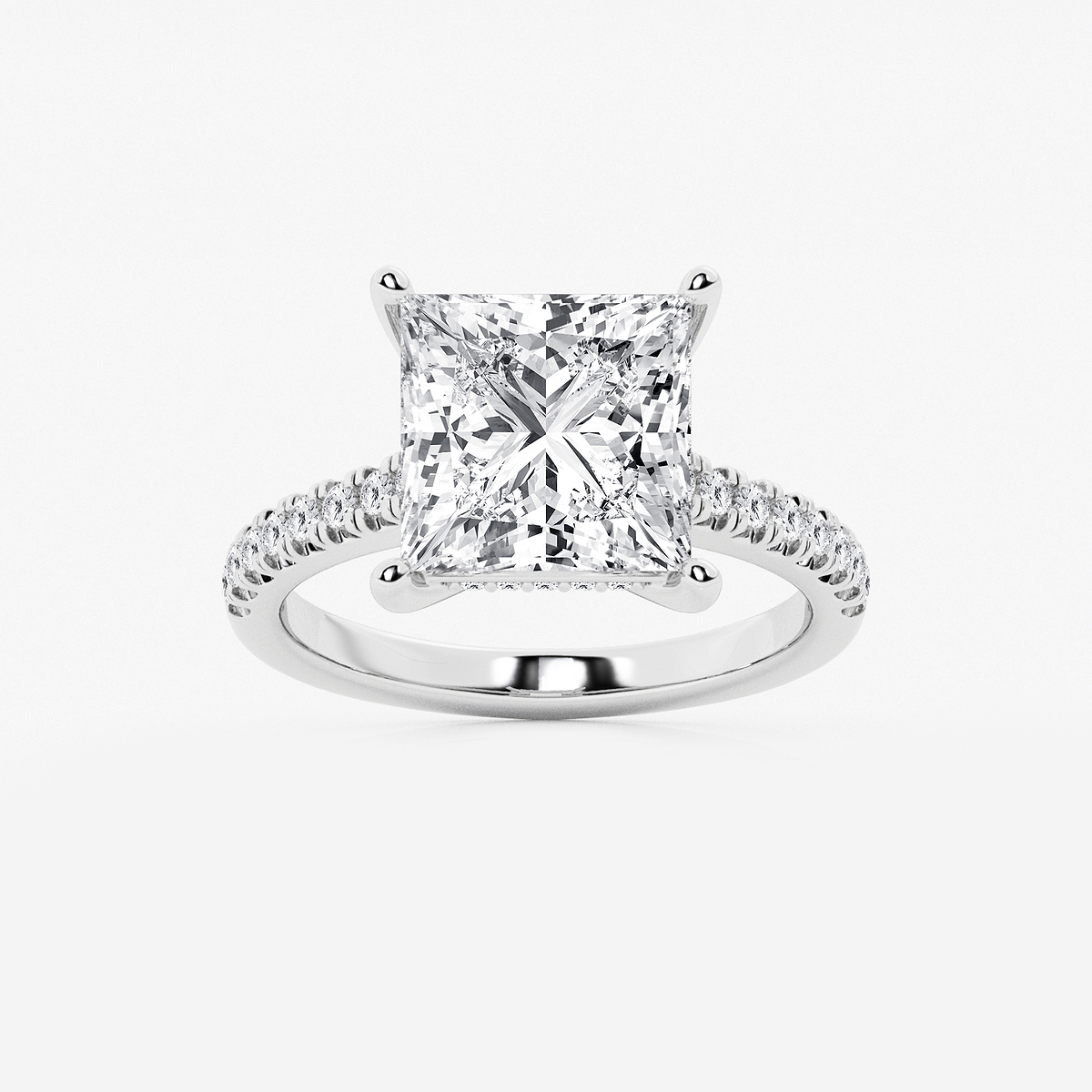 5 1/3 ctw Princess Lab Grown Diamond Hidden Halo Engagement Ring