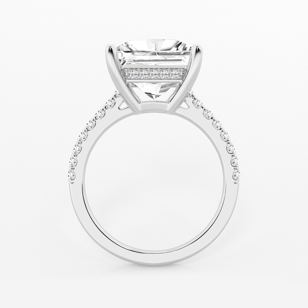Additional Image 1 for  5 1/3 ctw Princess Lab Grown Diamond Hidden Halo Engagement Ring