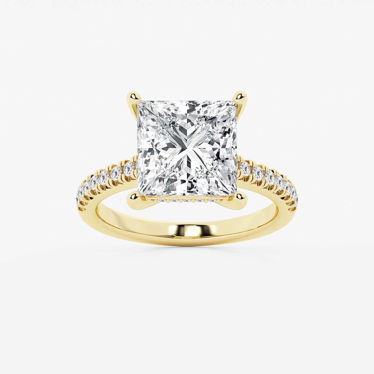 5 1/3 ctw Princess Lab Grown Diamond Hidden Halo Engagement Ring