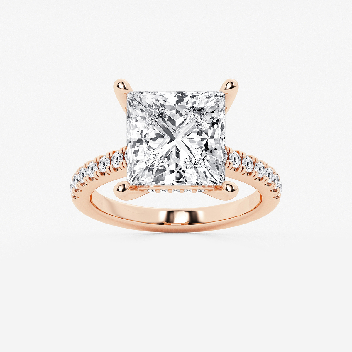 6 3/8 ctw Princess Lab Grown Diamond Hidden Halo Engagement Ring