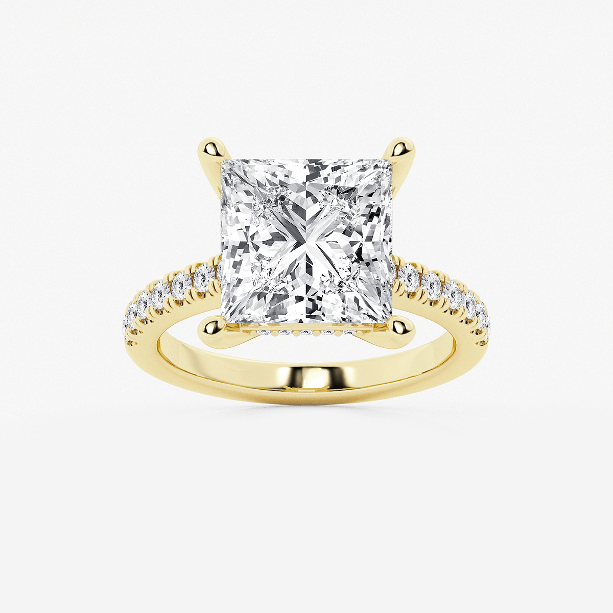 6 3/8 ctw Princess Lab Grown Diamond Hidden Halo Engagement Ring