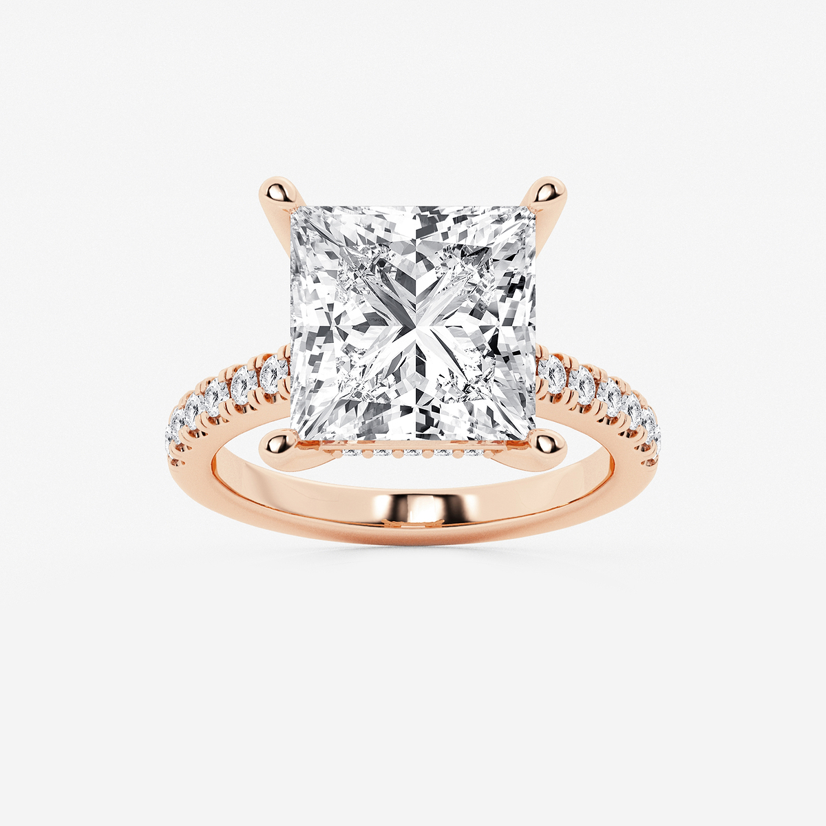 7 2/5 ctw Princess Lab Grown Diamond Hidden Halo Engagement Ring
