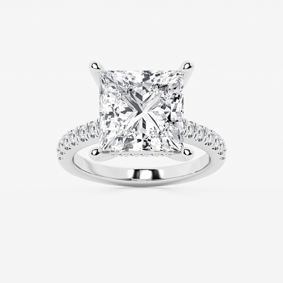 7 2/5 ctw Princess Lab Grown Diamond Hidden Halo Engagement Ring